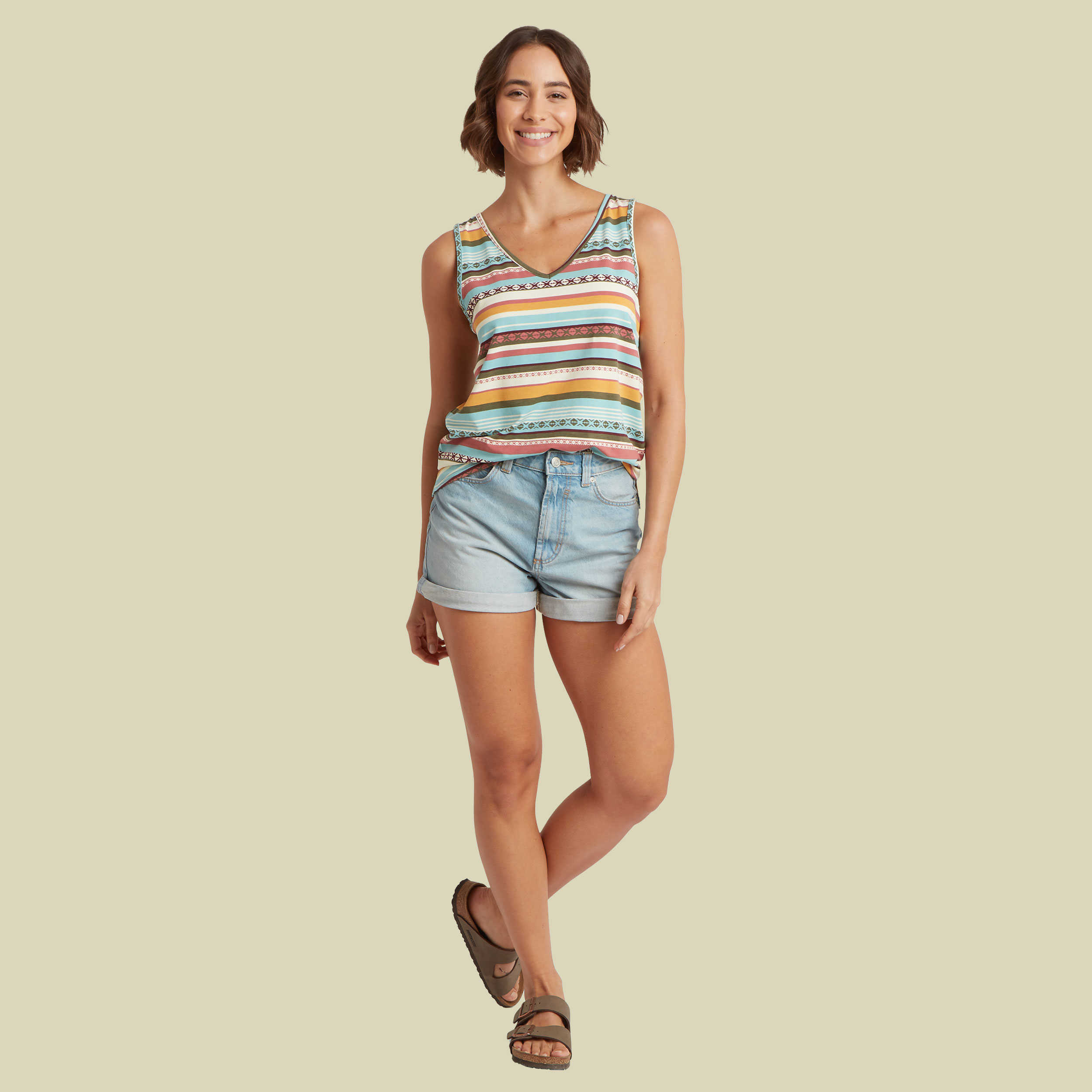 Neha V-Neck Tank Women mehrfarbig II XL - Farbe evergreen indreni