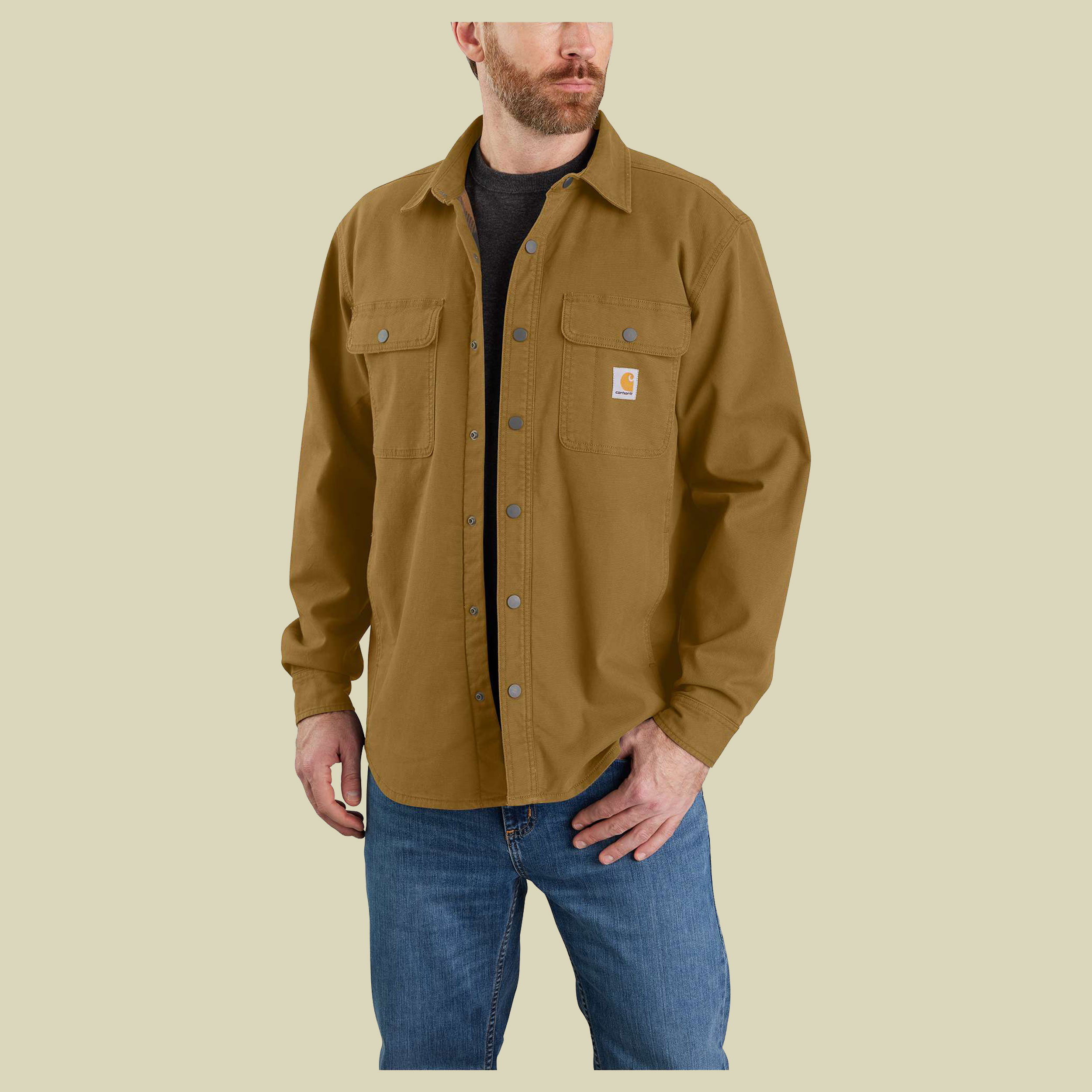 Rugged Flex Relaxed Fit Canvas Fleece-Lined Shirt S braun - oak brown