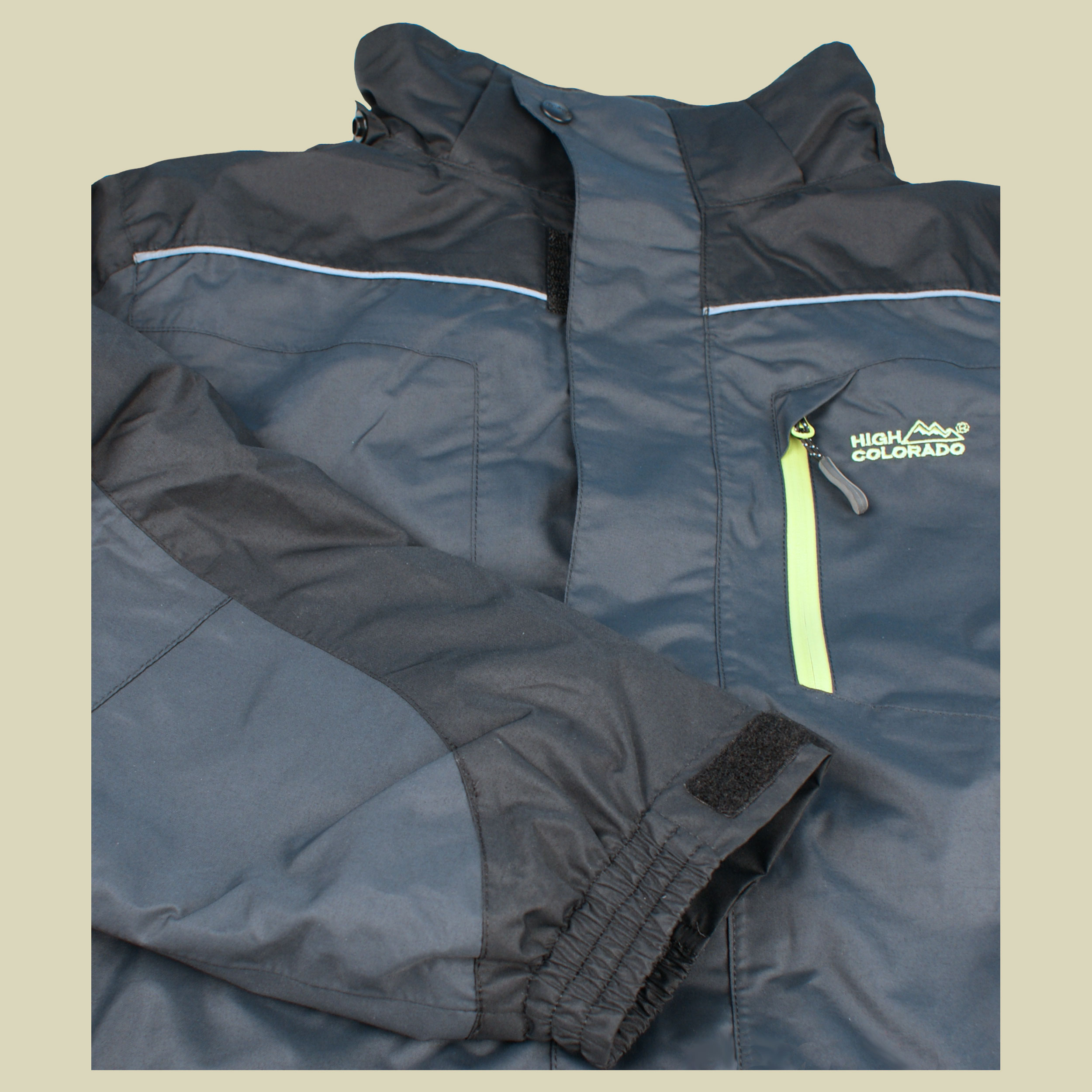 Pfronten 5-B Kinder Doppeljacke 2 in 1 Größe 128 Farbe anthrazit-schwarz-lime