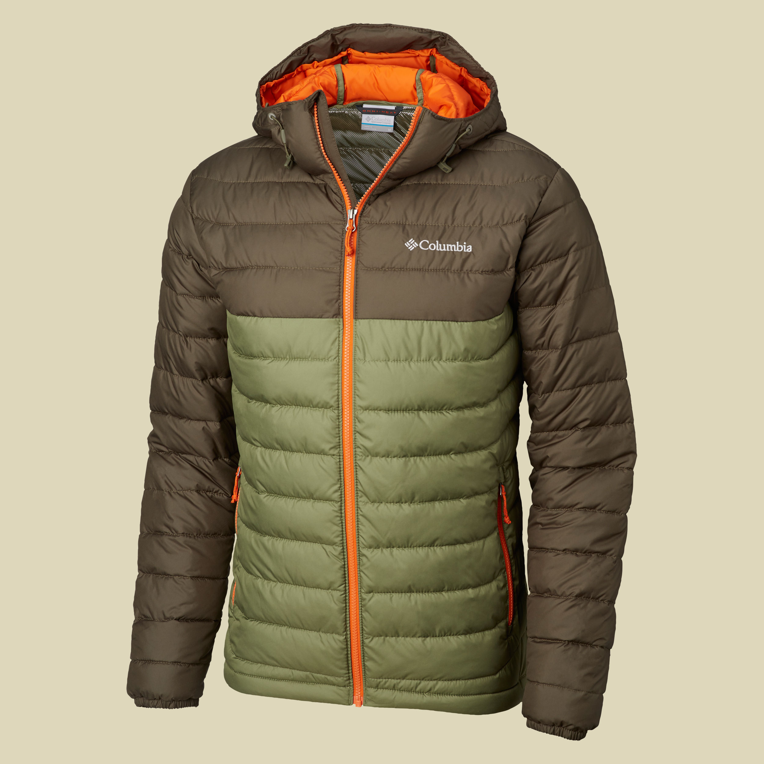 Powder Lite Hooded Jacket Men Größe S Farbe mosstone-peatmoss-backcountry orange