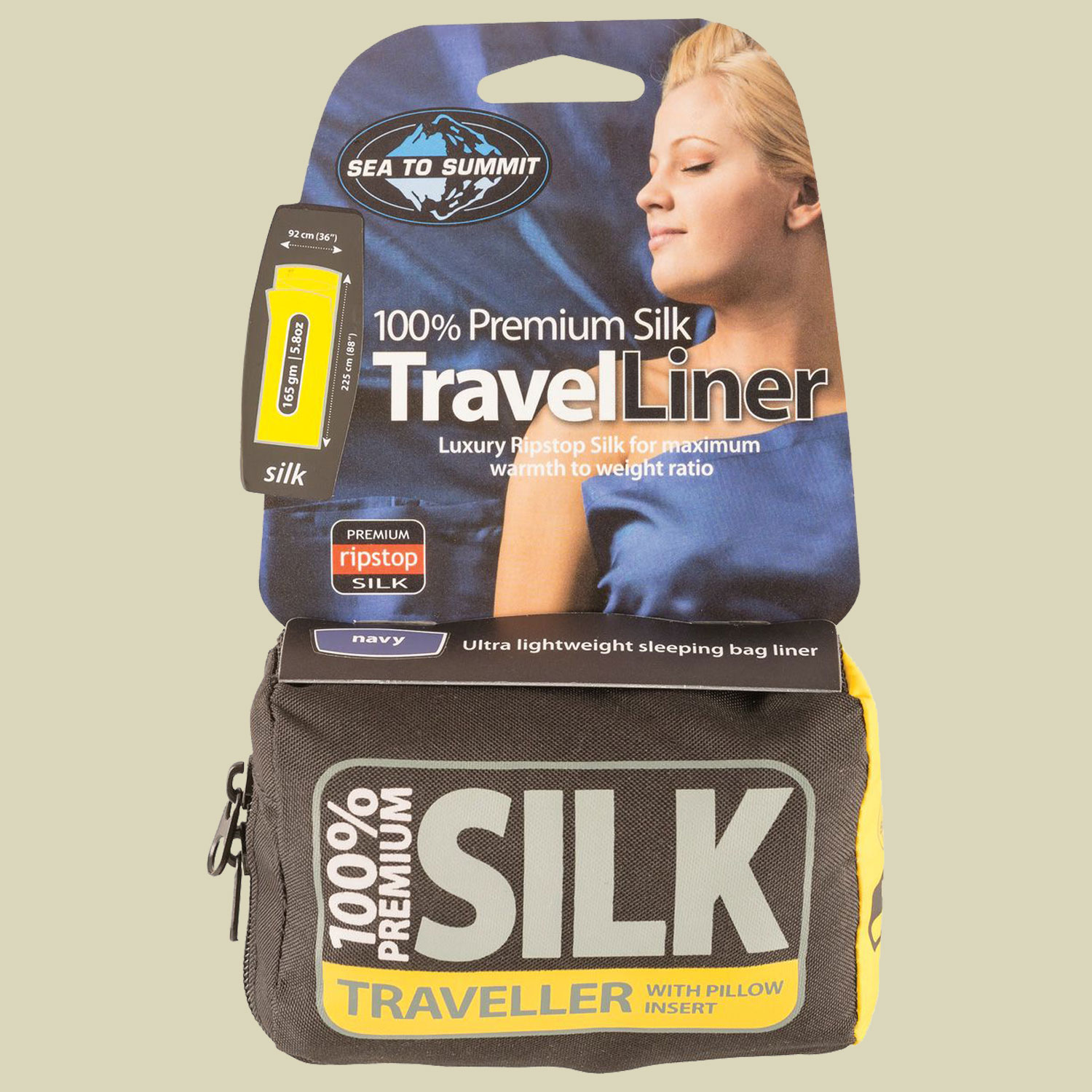 Silk Stretch Liner - Traveller (with Pillow Slip) Maße 225 x 92 cm Farbe navy blue