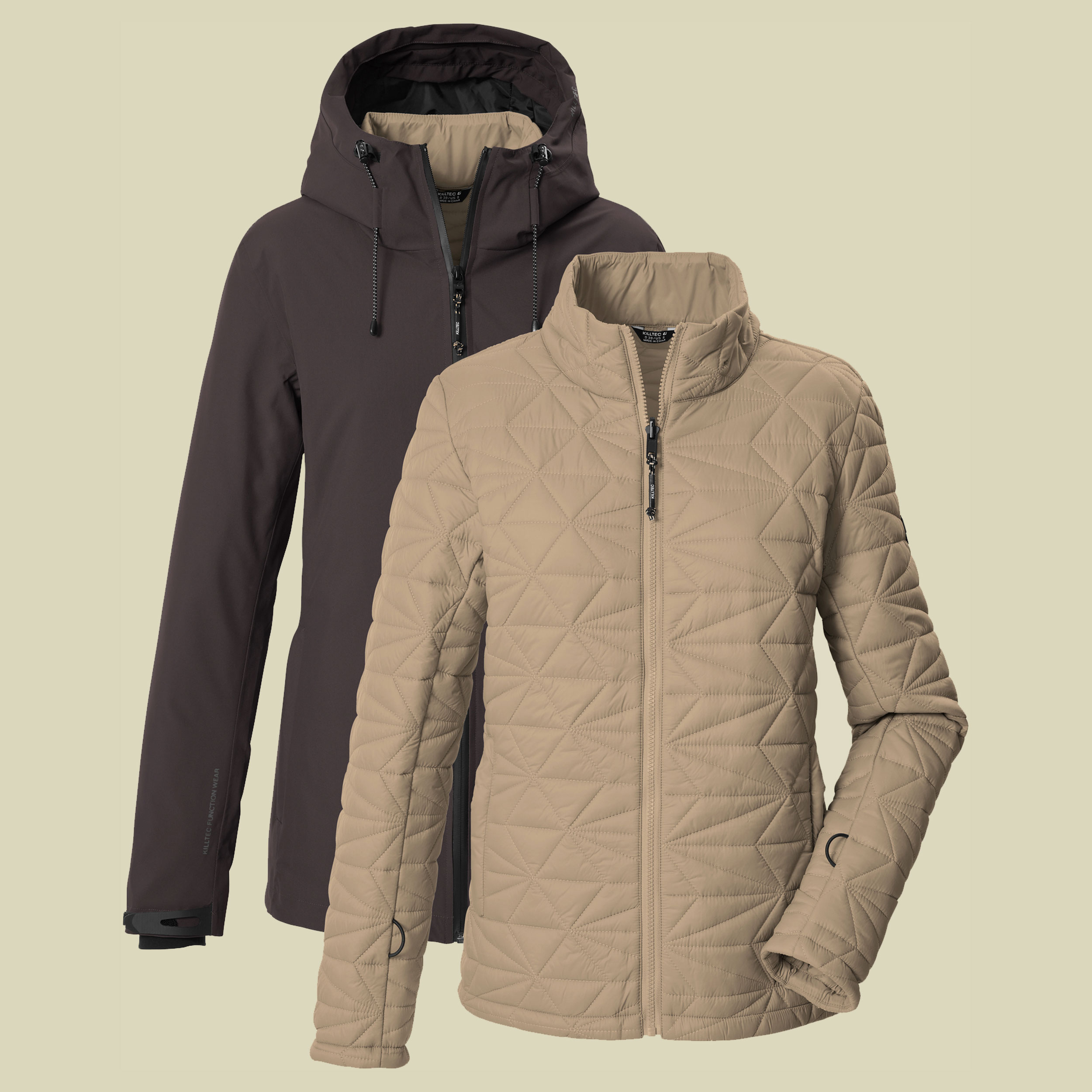 3 in 1 Funktionsjacke mit Kapuze und einzippbarer Steppjacke Women 46 ebenholz