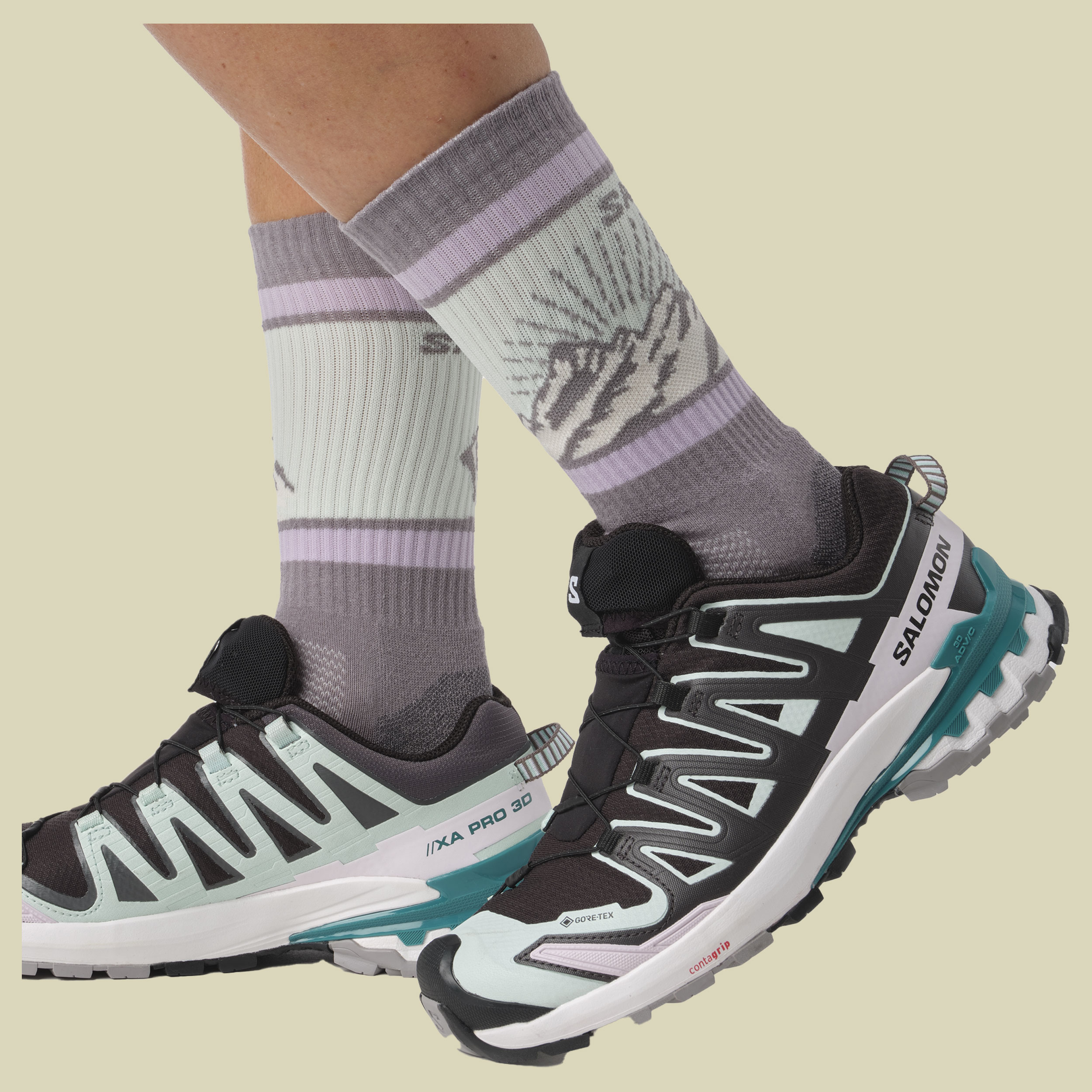XA PRO 3D V9 GTX Women grau UK 7,5 - black/bleached aqua/harbor blue