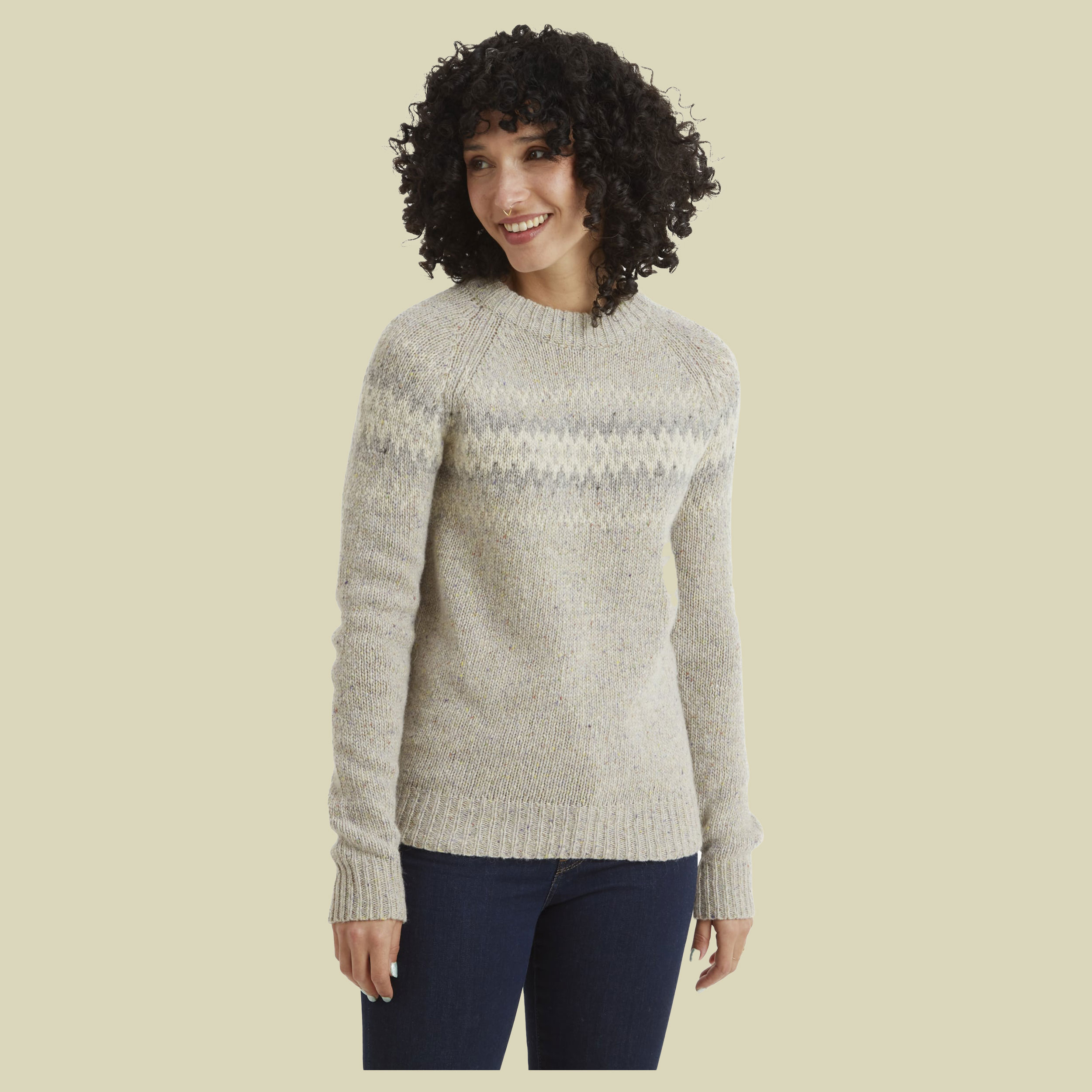 Dumji Crew Sweater Women beige XS - Farbe peetho