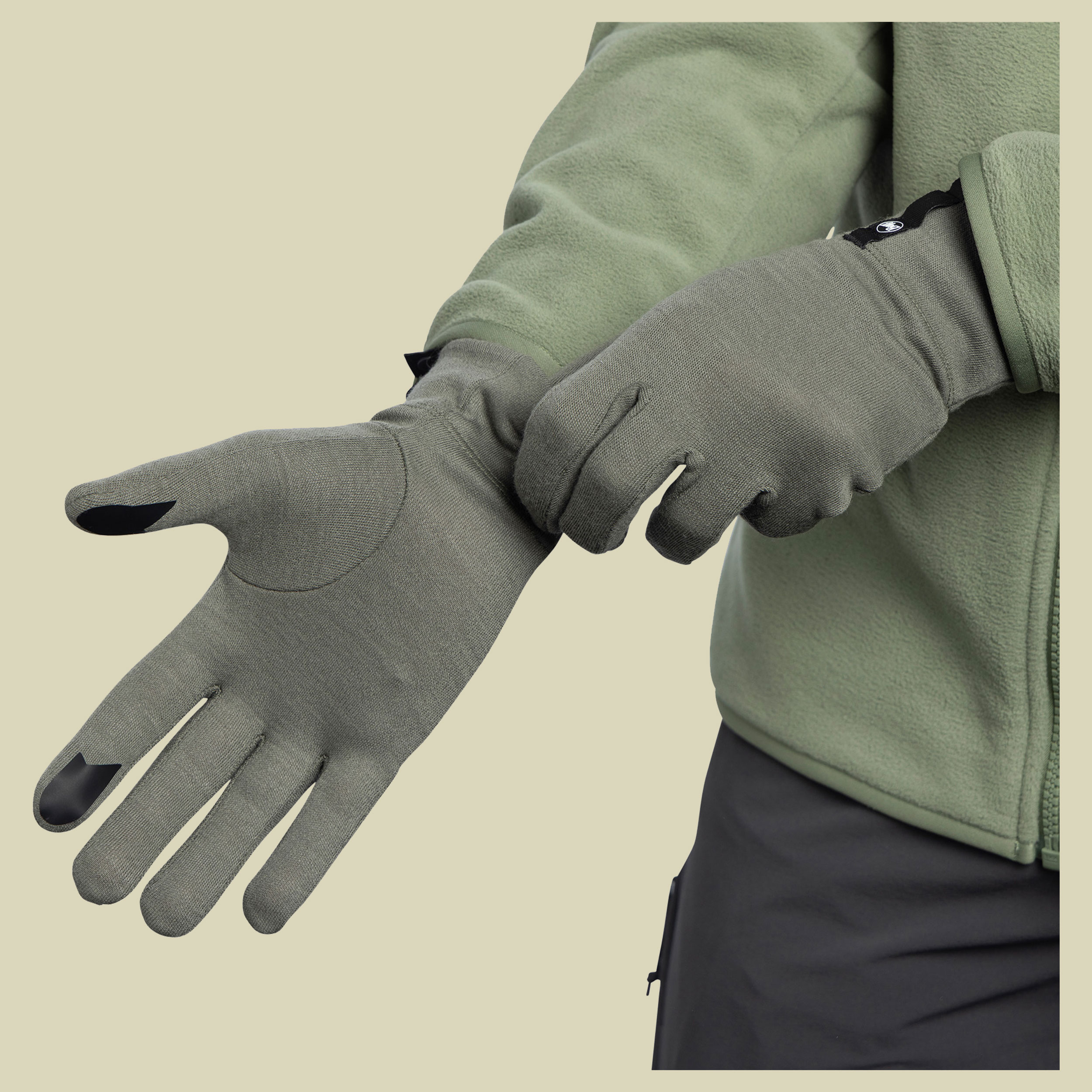 Merino Midweight Gloves S grün - GW khaki