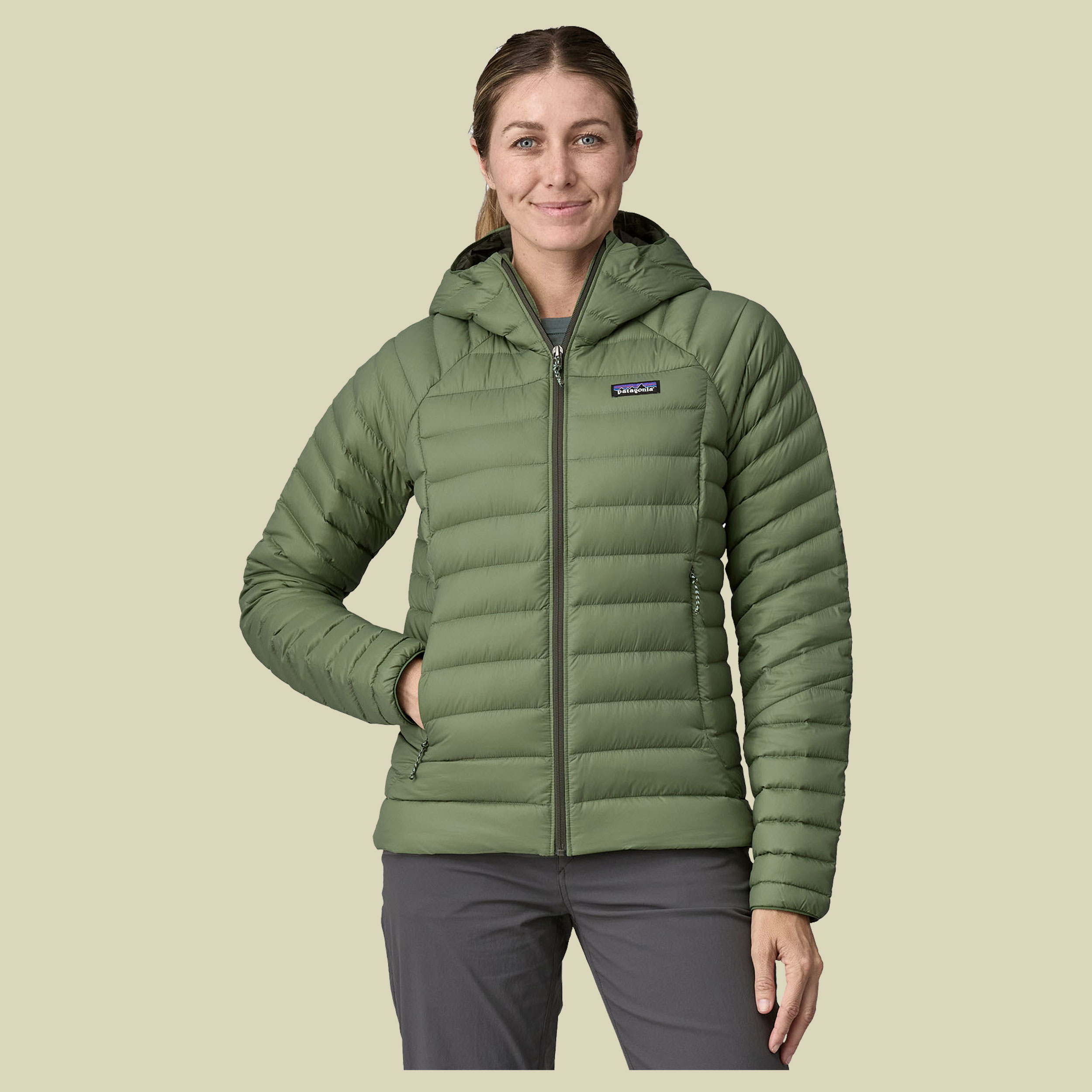 Down Sweater Hoody Women grün L - terrain green