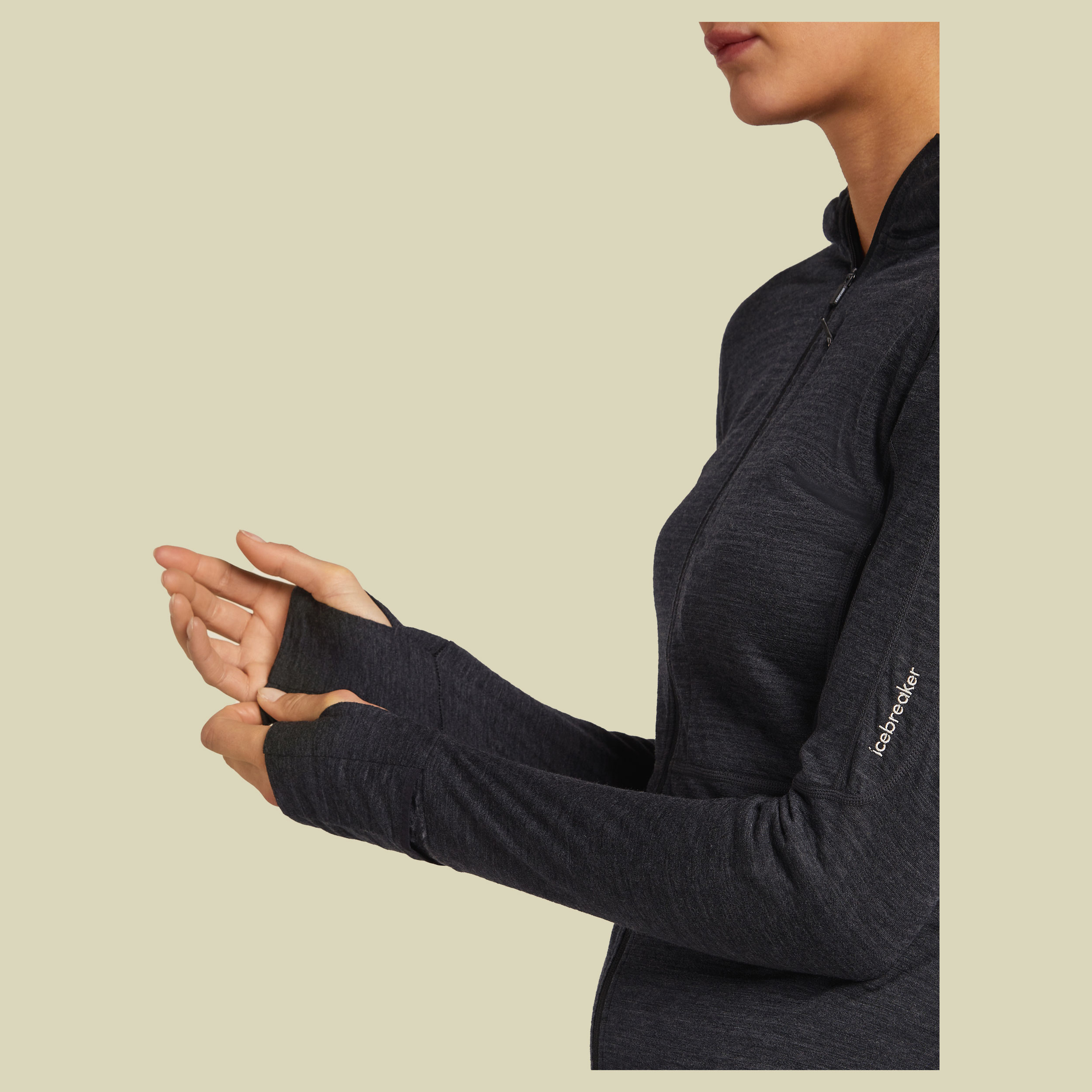 Merino 200 Realfleece Descender LS Zip Hoodie Women XL grau - jet heather/black/cb