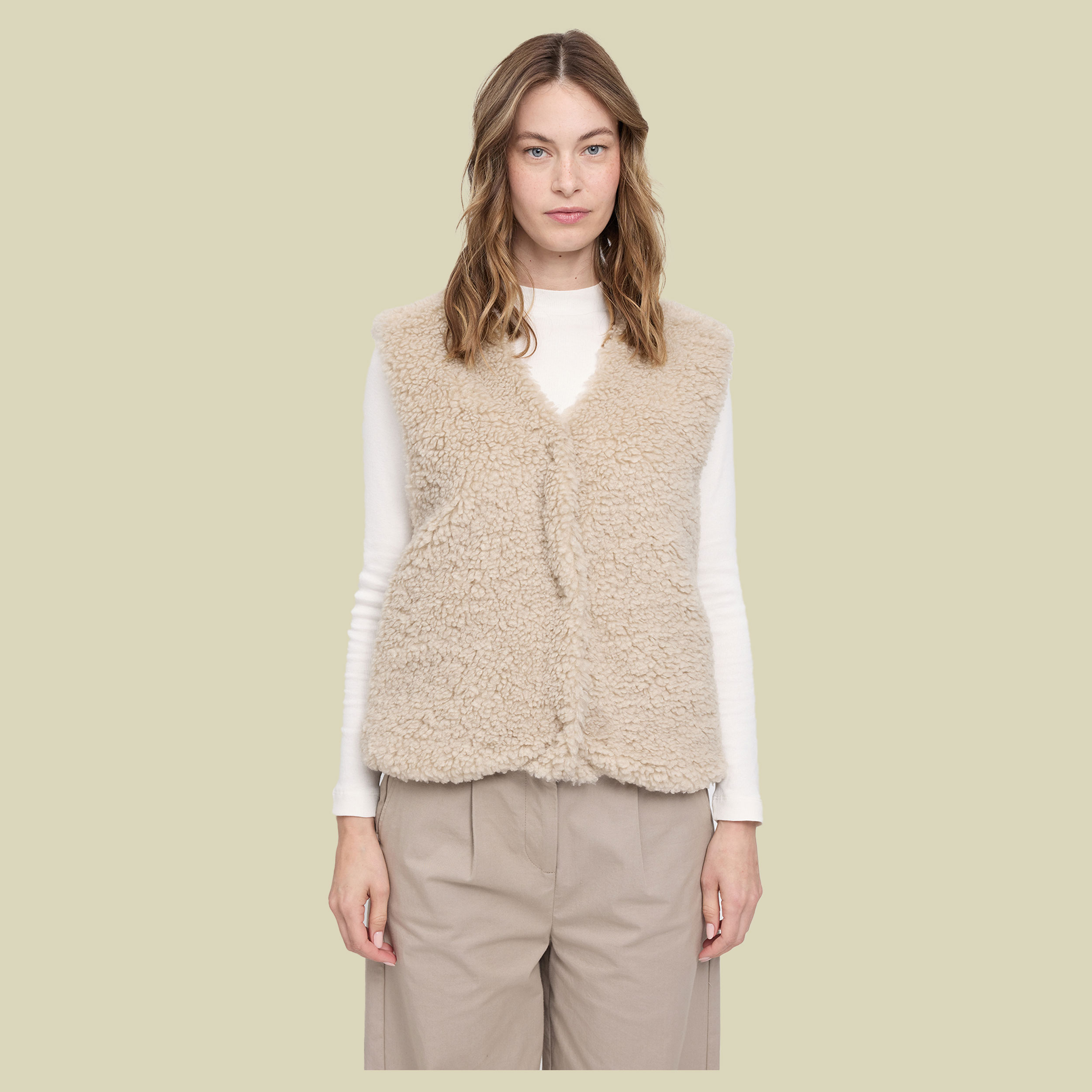 Faux-Fur Vest Women XS beige - natural