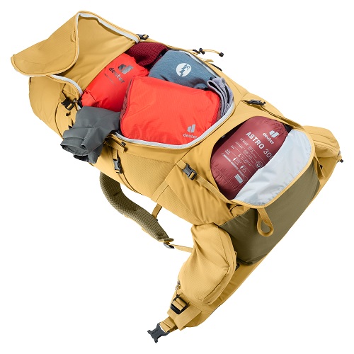 deuter Aircontact Core Trekkingrucksack in der Detailansicht - Farbe ockergelb
