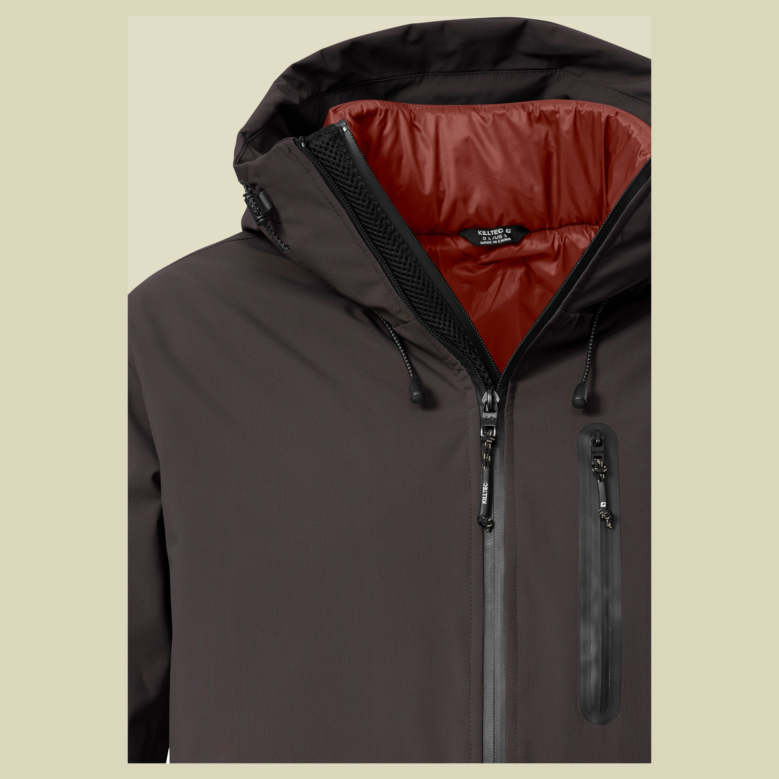 Funktionsjacke mit Kapuze und einzippbarer Steppjacke Men XXL ebenholz