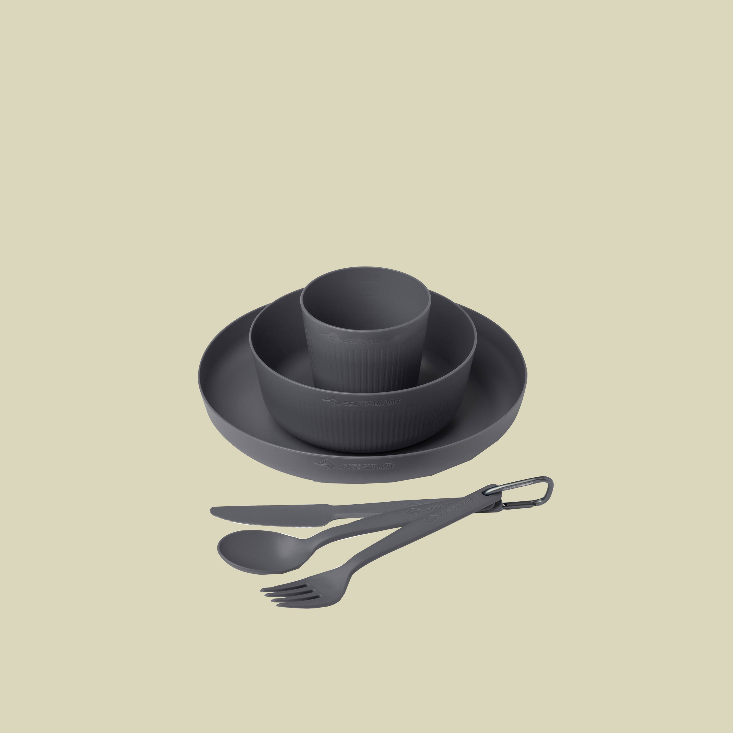 Camp Dinnerware Set w/Mesh Sack (6-teilig) grau