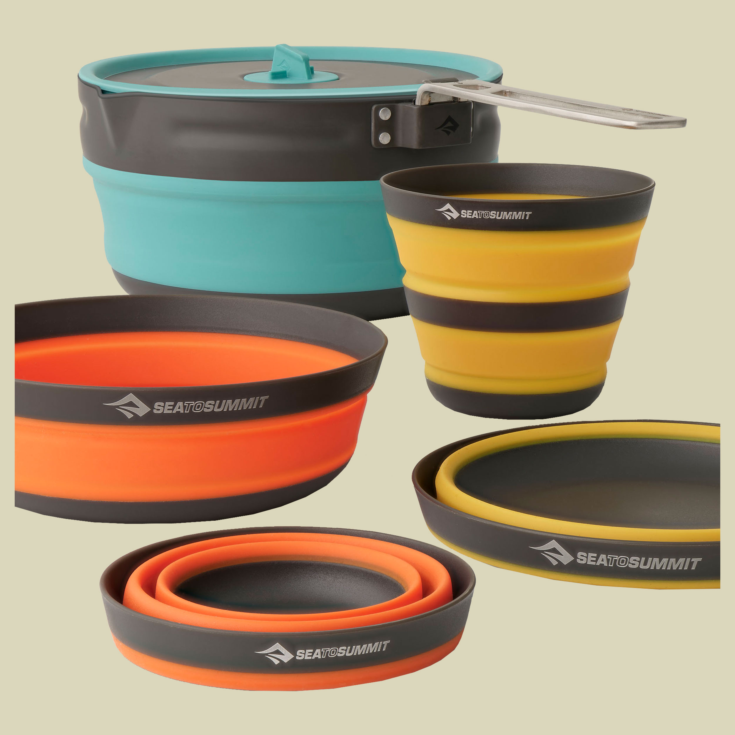 Frontier UL Collapsible Pot Cook Set w/ 2.2L Pot- [2P] [5 Piece] 2 Personen