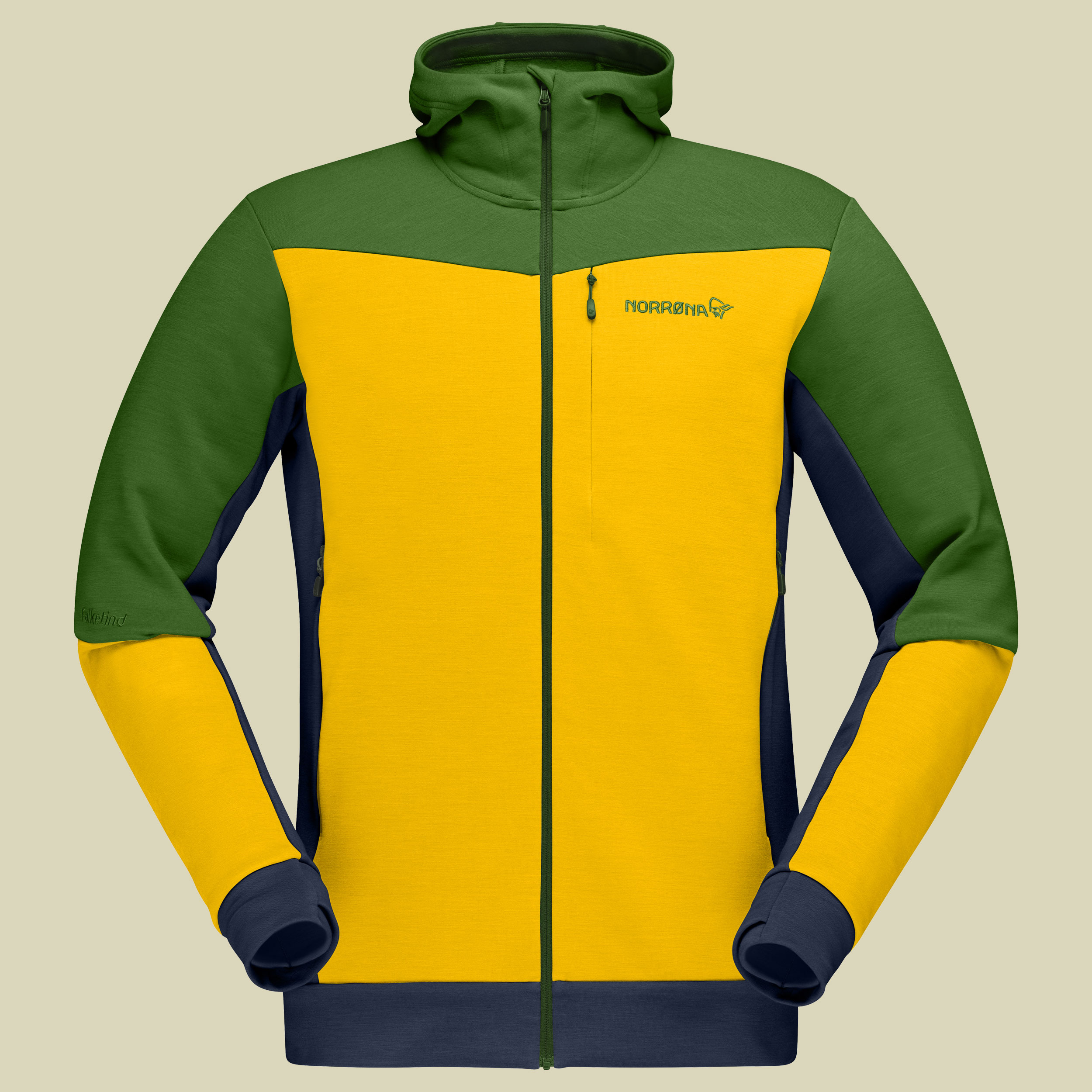 Falketind Warmwool2 Stretch Zip Hood Men Größe S Farbe lemon chrome/treetop
