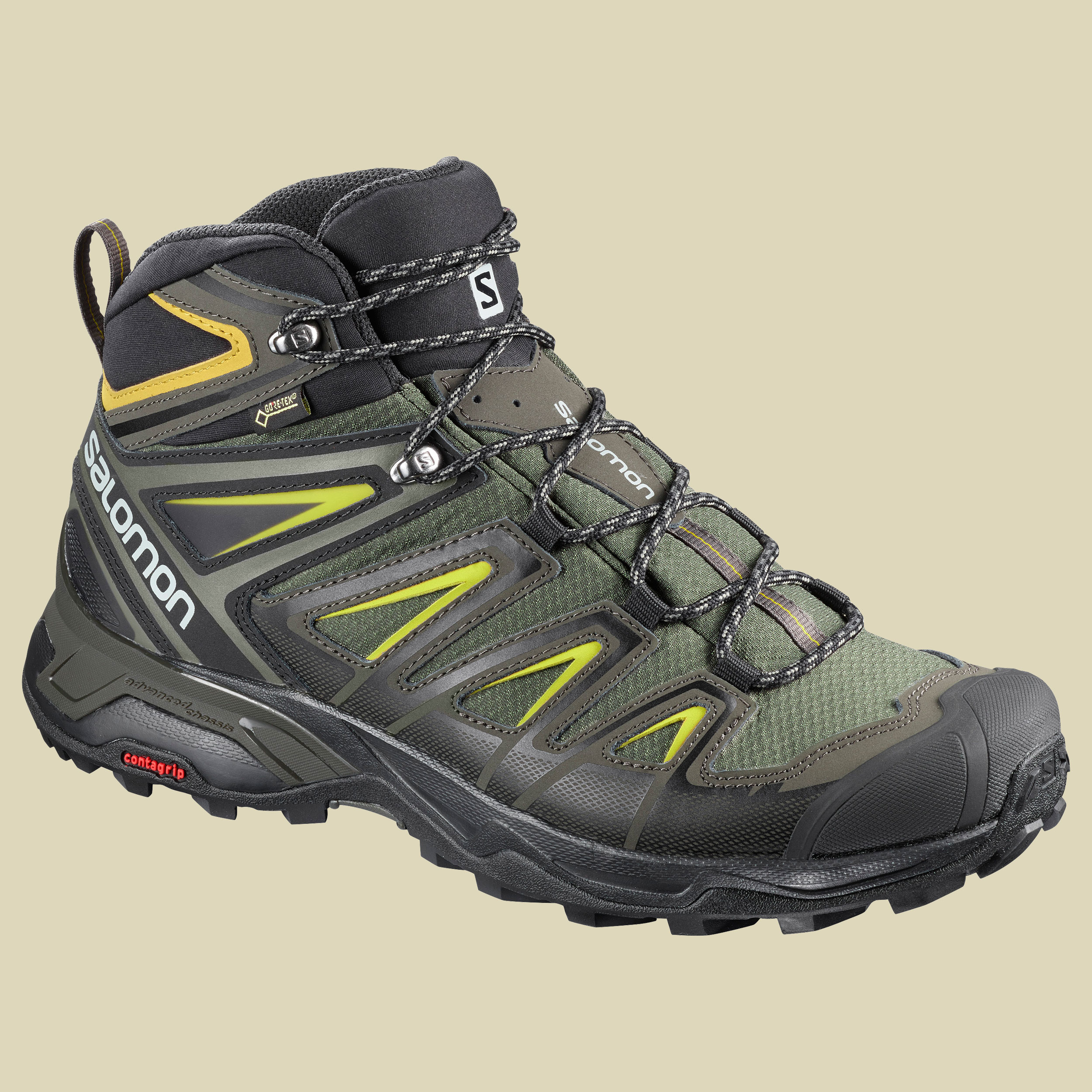 X Ultra 3 Mid GTX Men Größe UK 12,5 Farbe castor gray/black/green sulphur