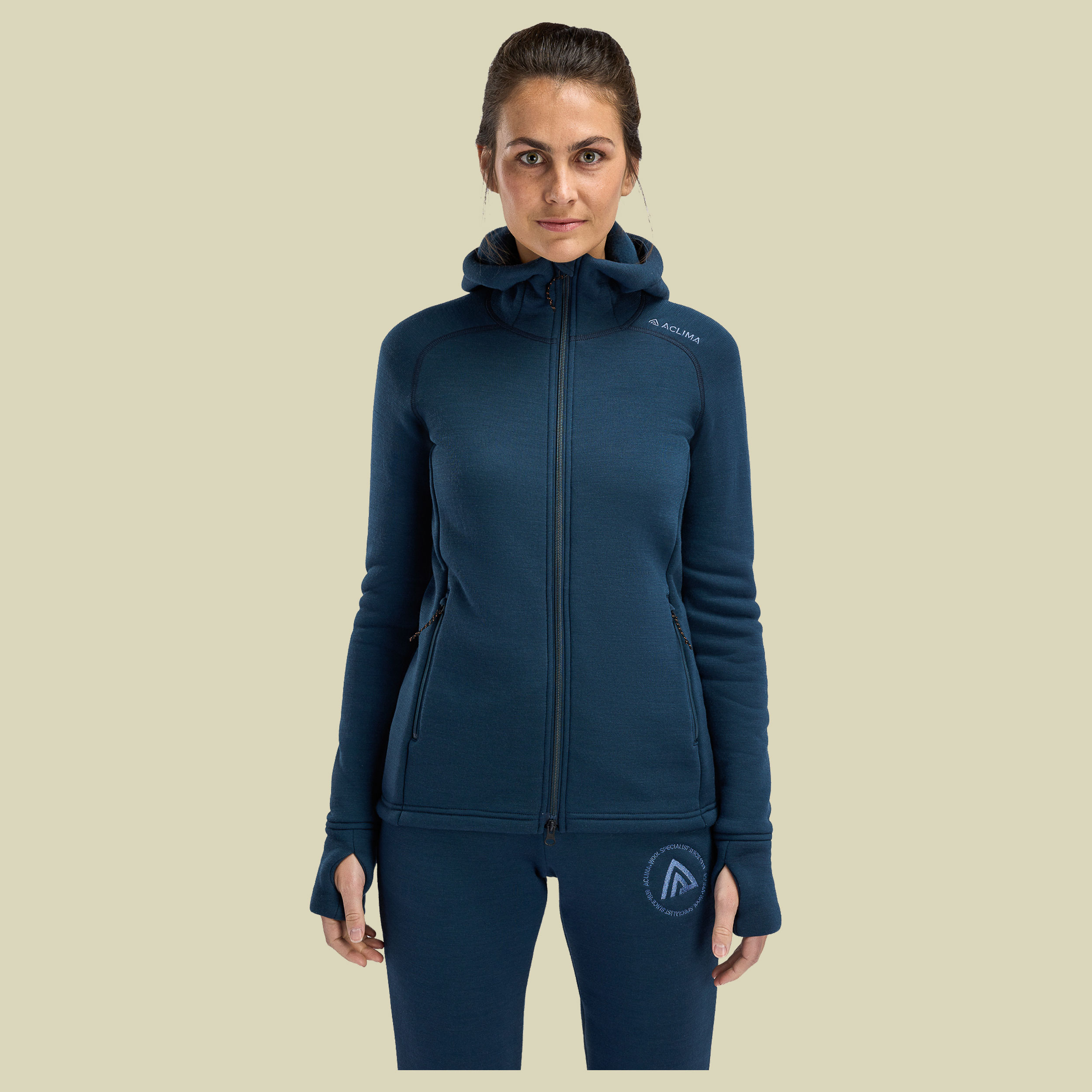 FleeceWool Hoded Jacket Women L Midnight Navy