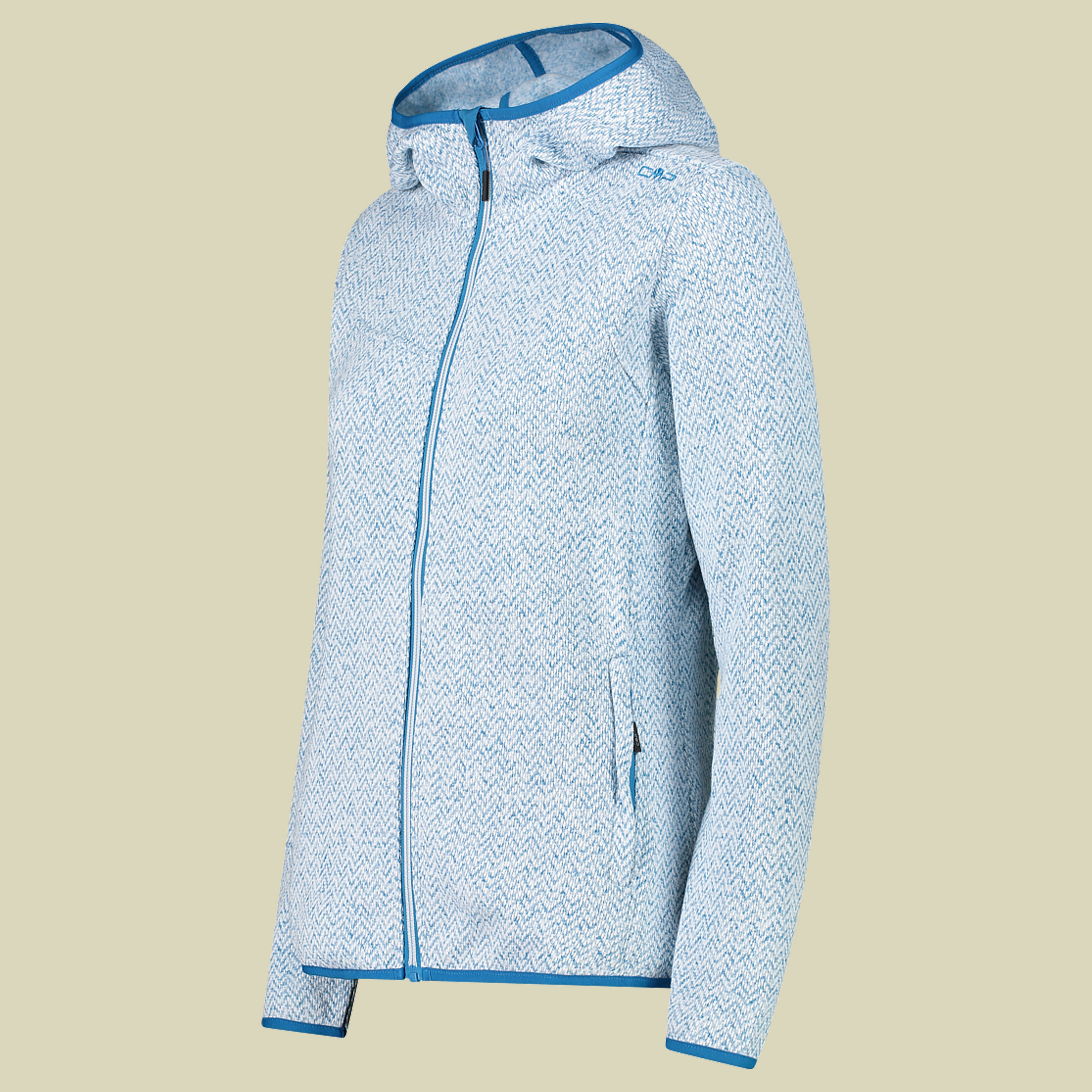 Woman Jacket Fix Hood Jacquard Knitted 33H1906 Größe 40 Farbe giada-bianco