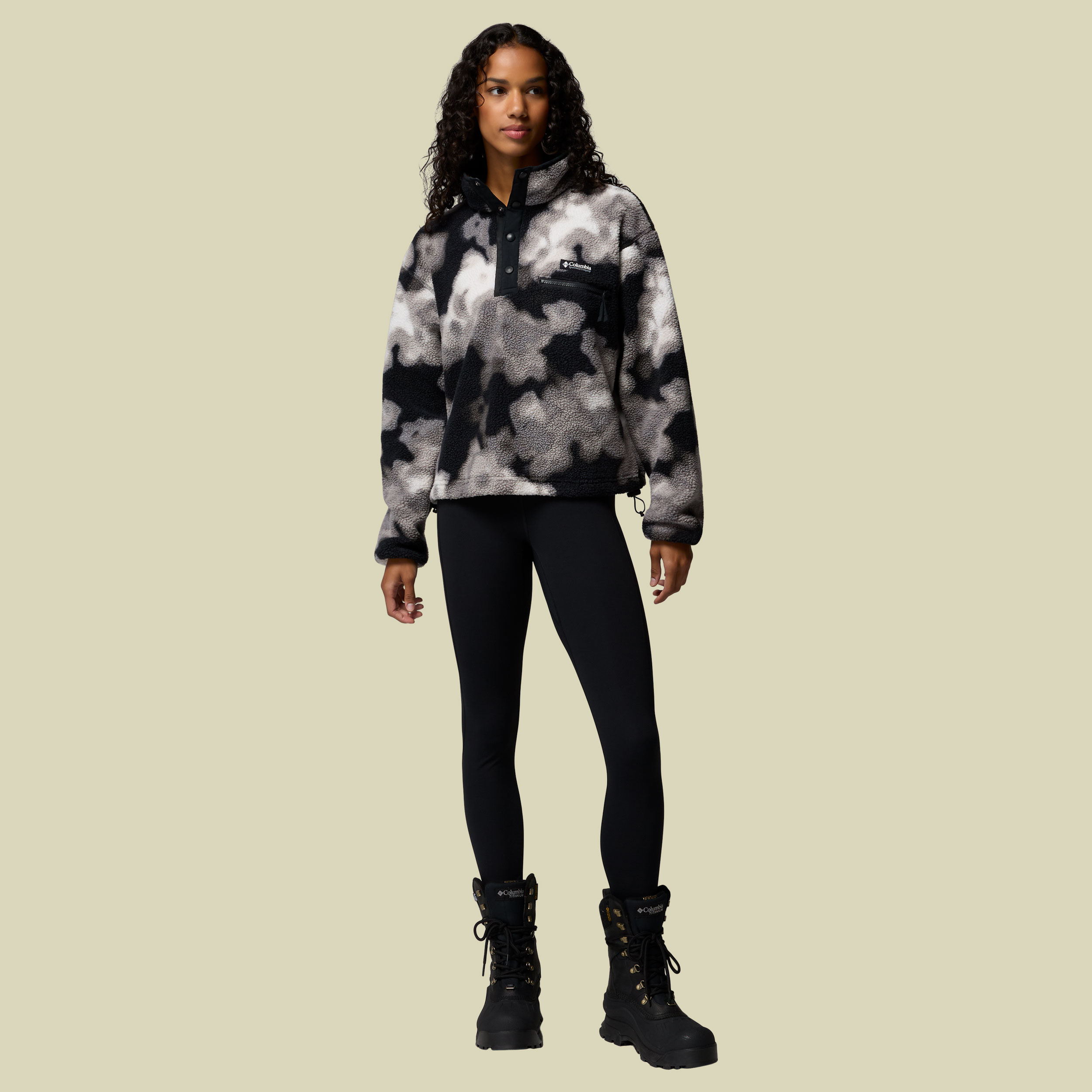 Helvetia II Printed Cropped Half Snap Women XL schwarz - black, dyeflower