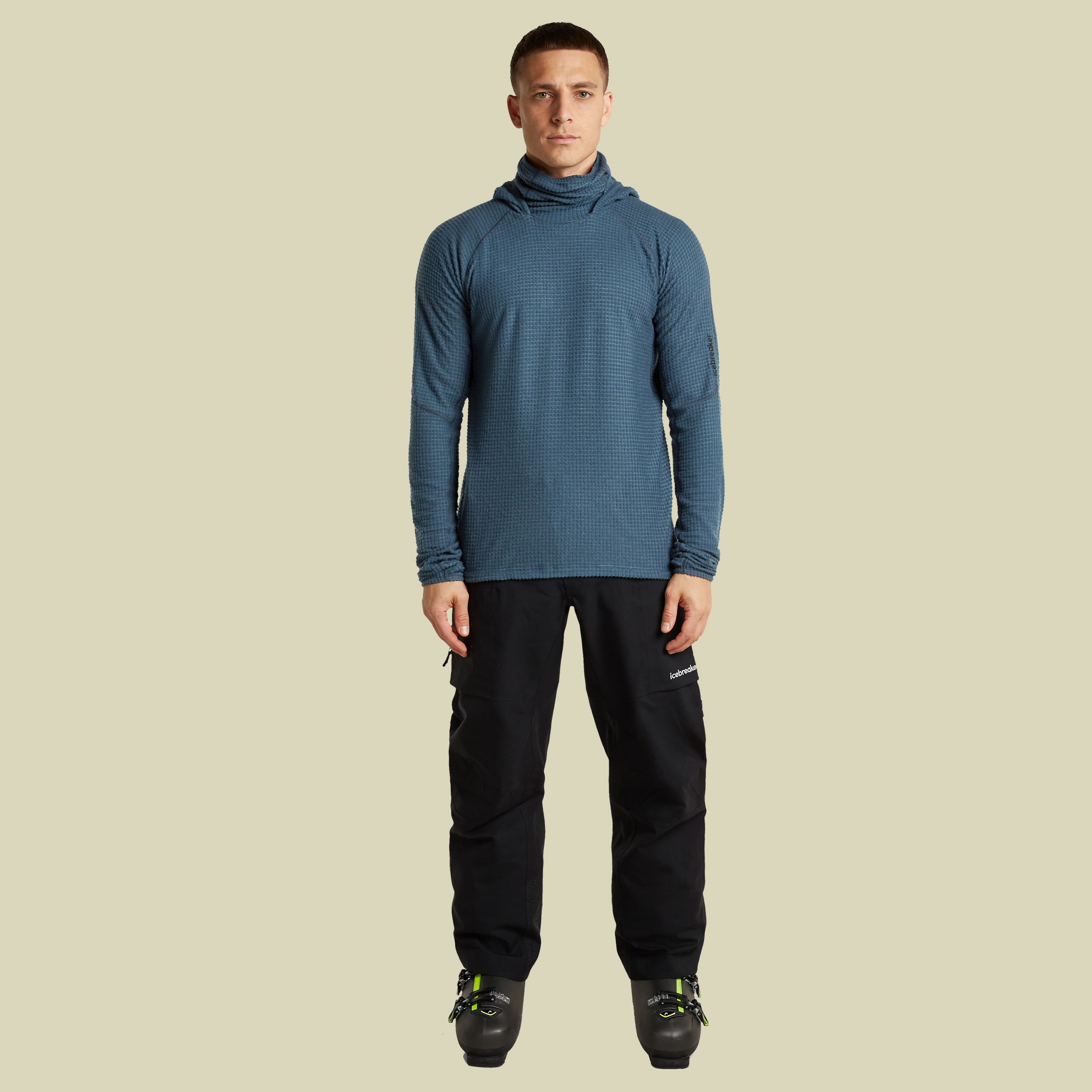 Merino 400 RealFleece Grid Blackridge Pull Hood Men XL blau - abyss