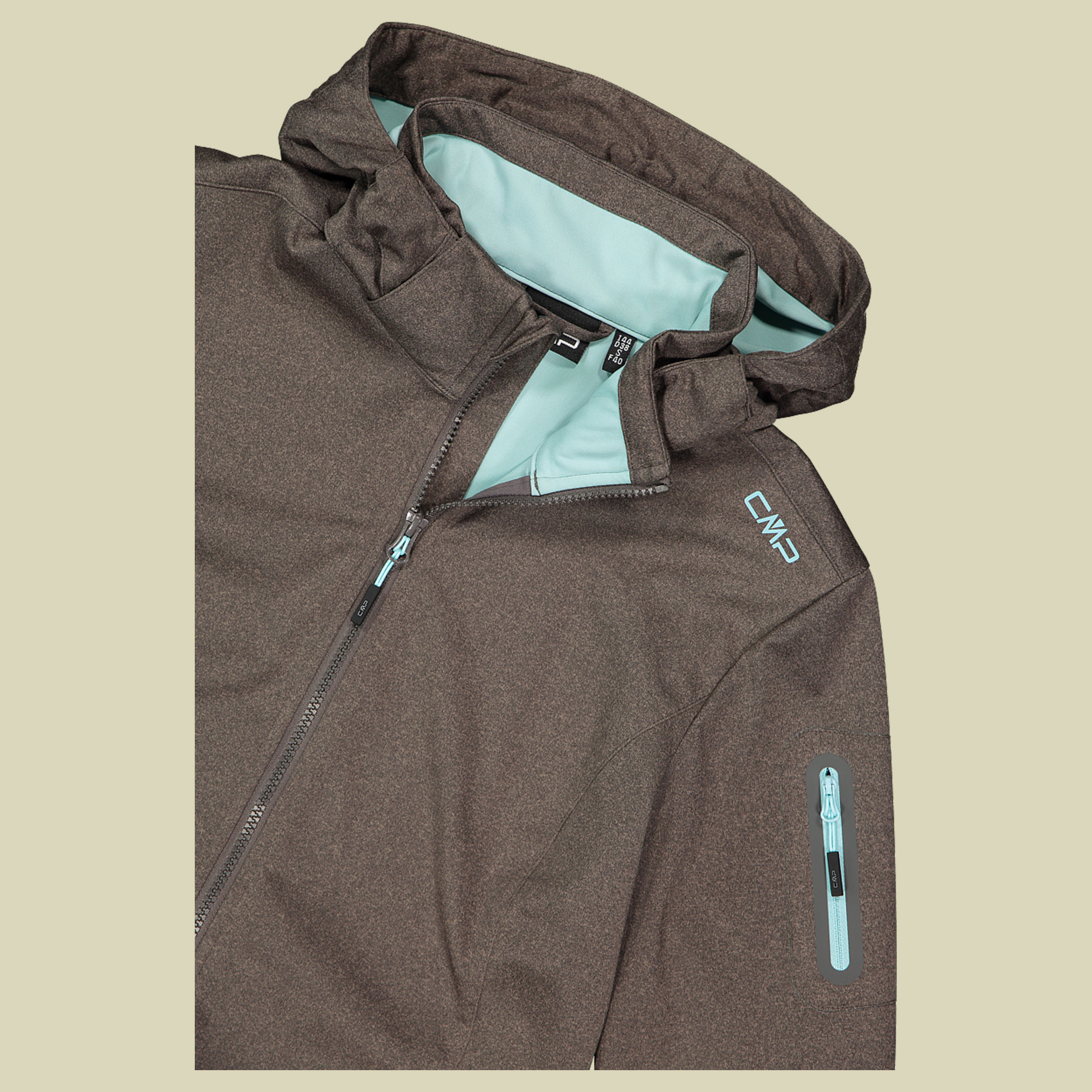 Woman Jacket Zip Hood Light Softshell M 39A5016M braun 48 - Farbe darker toffee