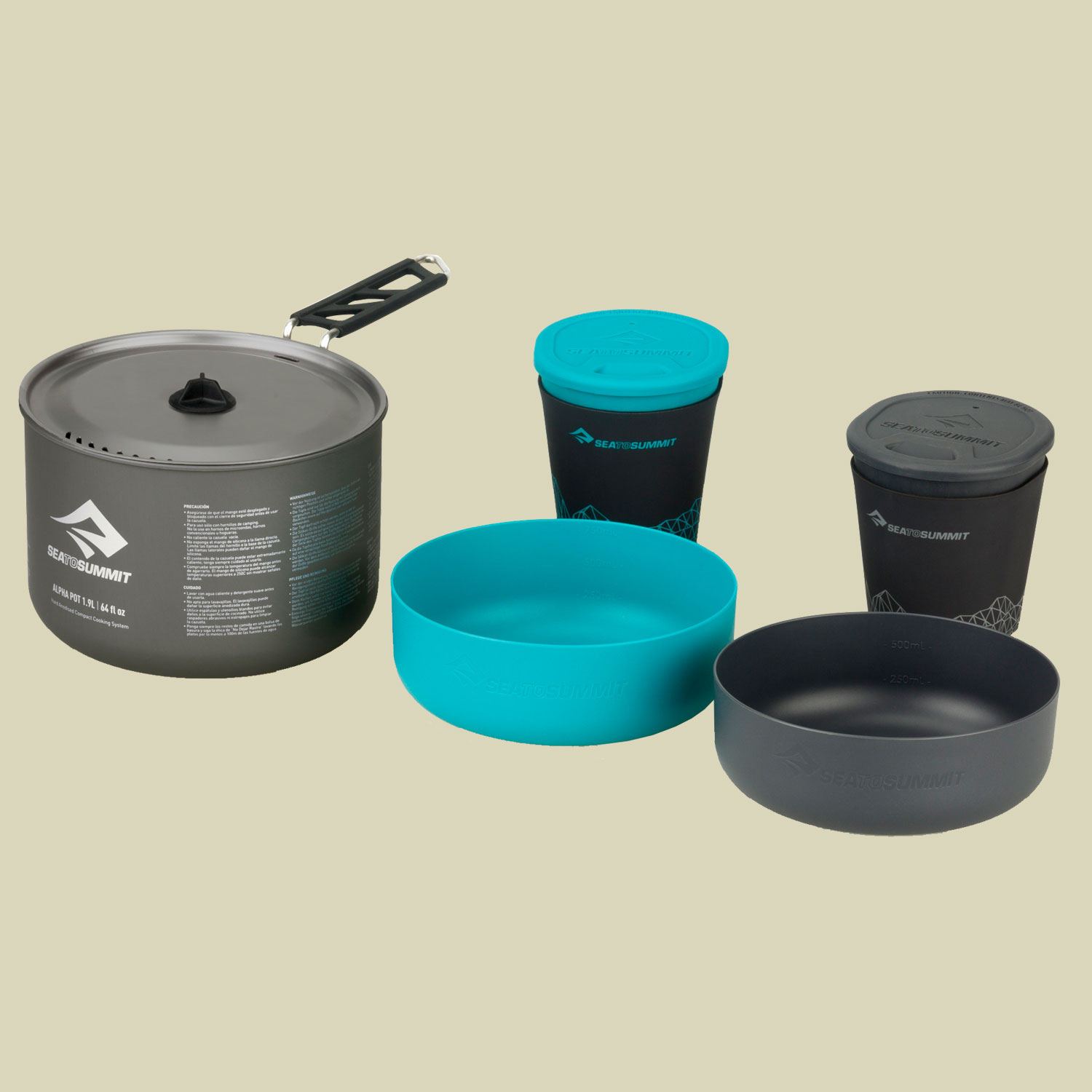 AlphaSet 2.1 Kochset für zwei Personen Farbe: Pacific Blue / Grey