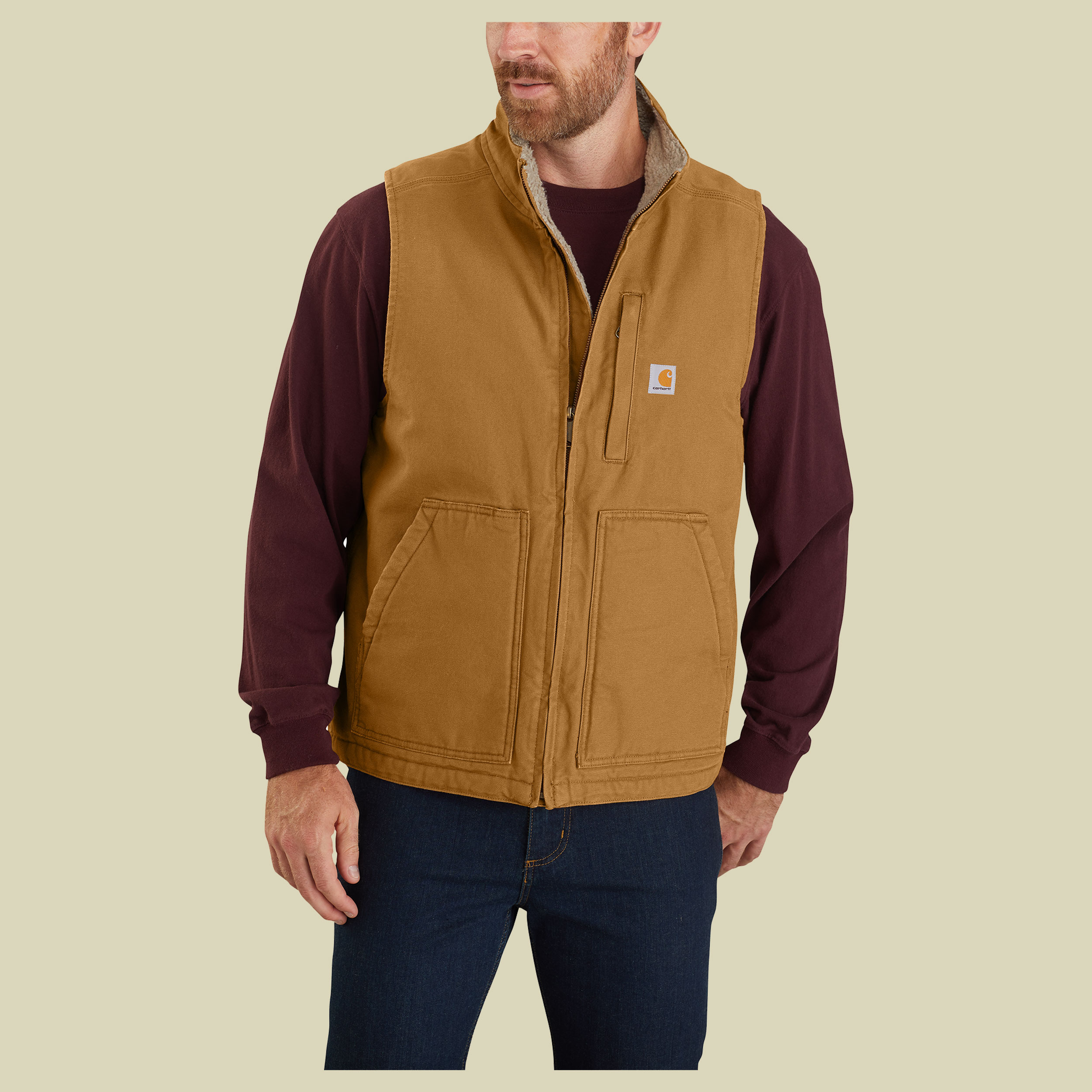 Washed Duck Sherpa-Lined Mock-Neck Vest Men XXL braun - carhartt brown