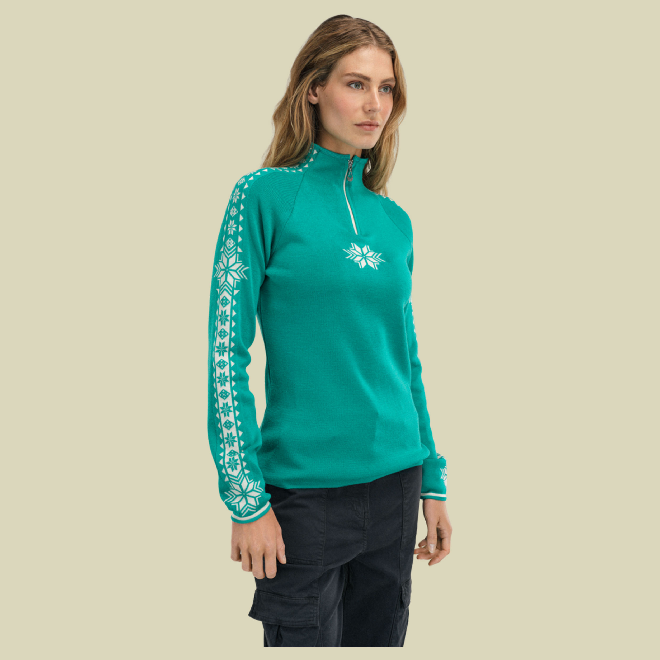 Dale of Norway Geilo Sweater Women L türkis - Farbe peacock offwhite