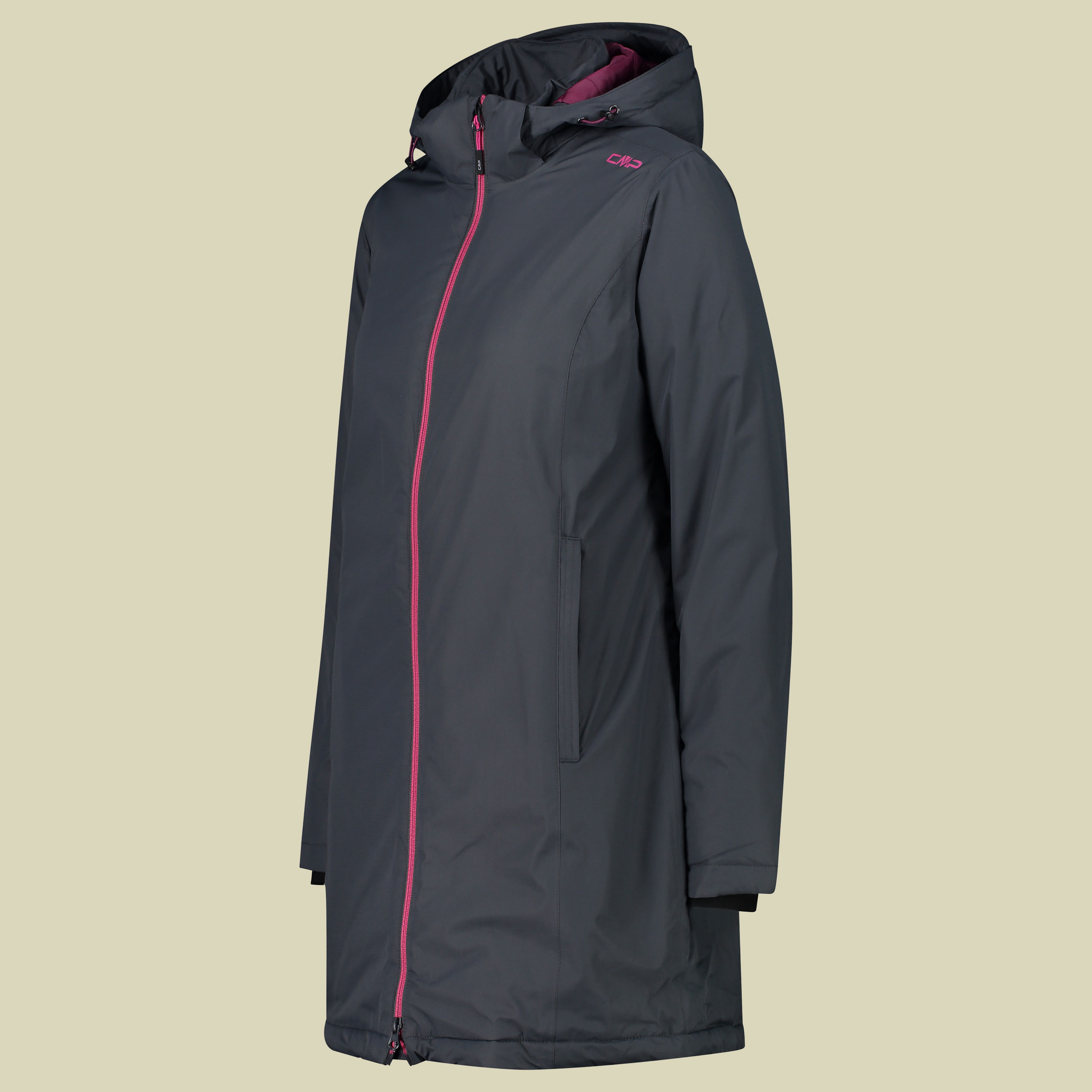 Woman Coat Zip Hood 32Z1406 Größe 36 Farbe U911 titanio