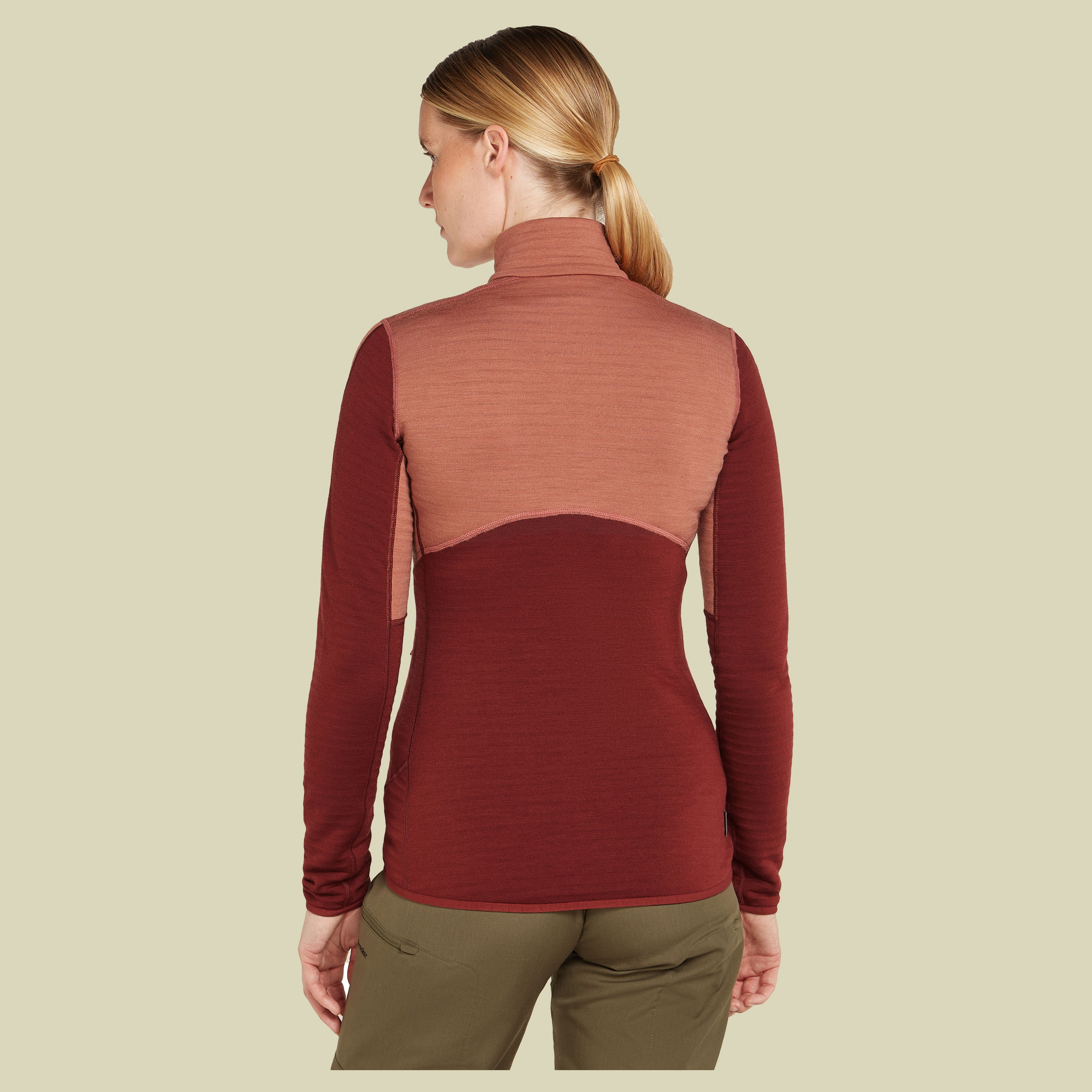 Merino 400 RealFleece Descender LS Zip Women M braun - cedar wood/port/cb