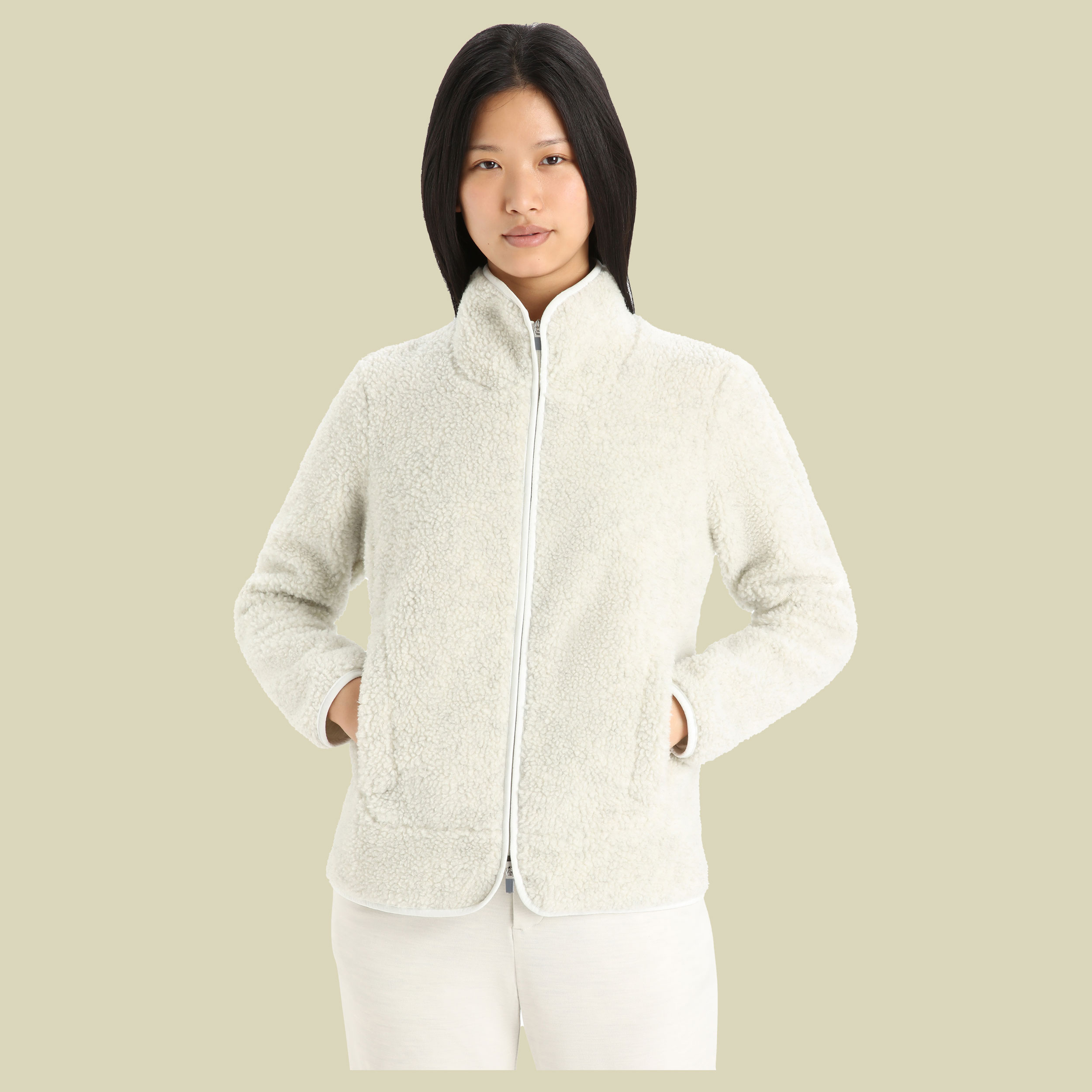 RealFleece Merino High Pile Zip-Jacket Women Größe S Farbe ecru heather/snow