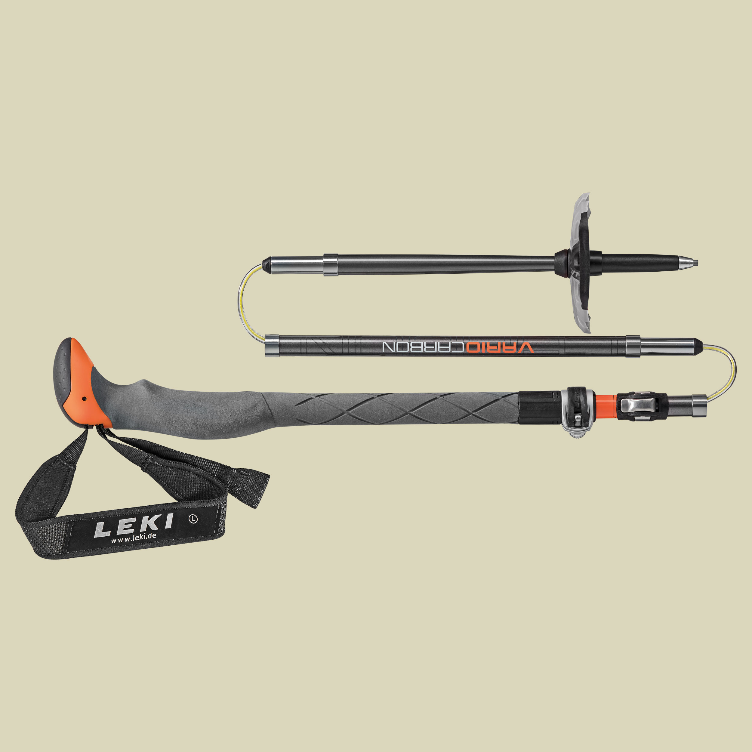 Tour Stick Vario Carbon Länge 115-135 cm Farbe anthrazit-weiss-orange-grau