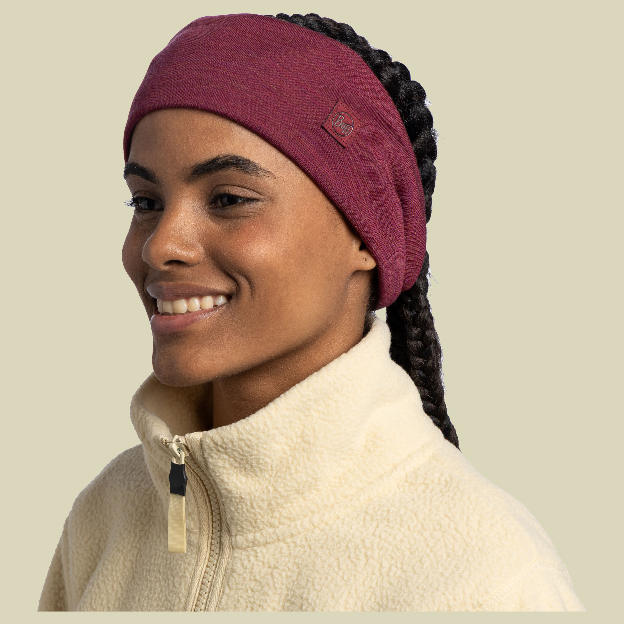 Merino Wide Headband rot one size - solid tibetan red