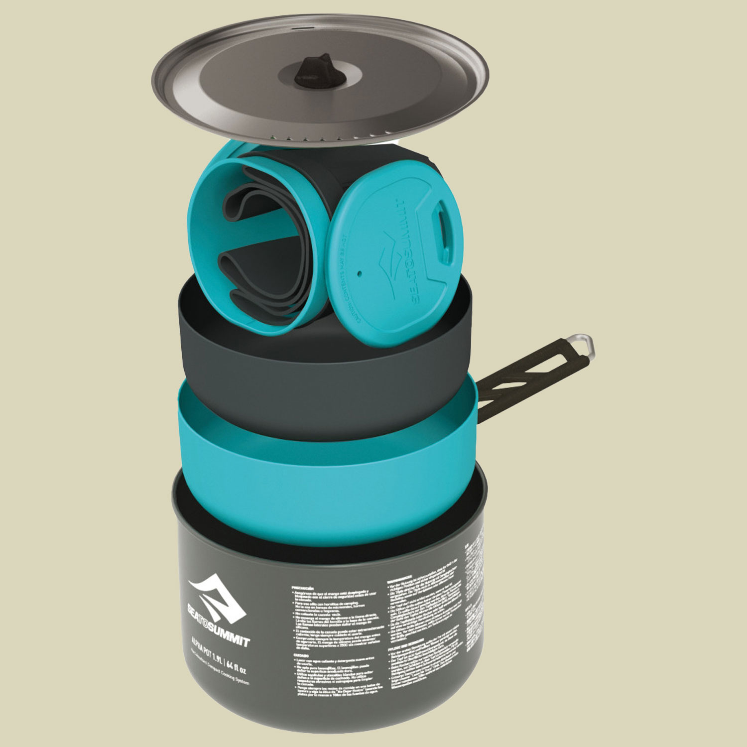 AlphaSet 2.1 Kochset für zwei Personen Farbe: Pacific Blue / Grey