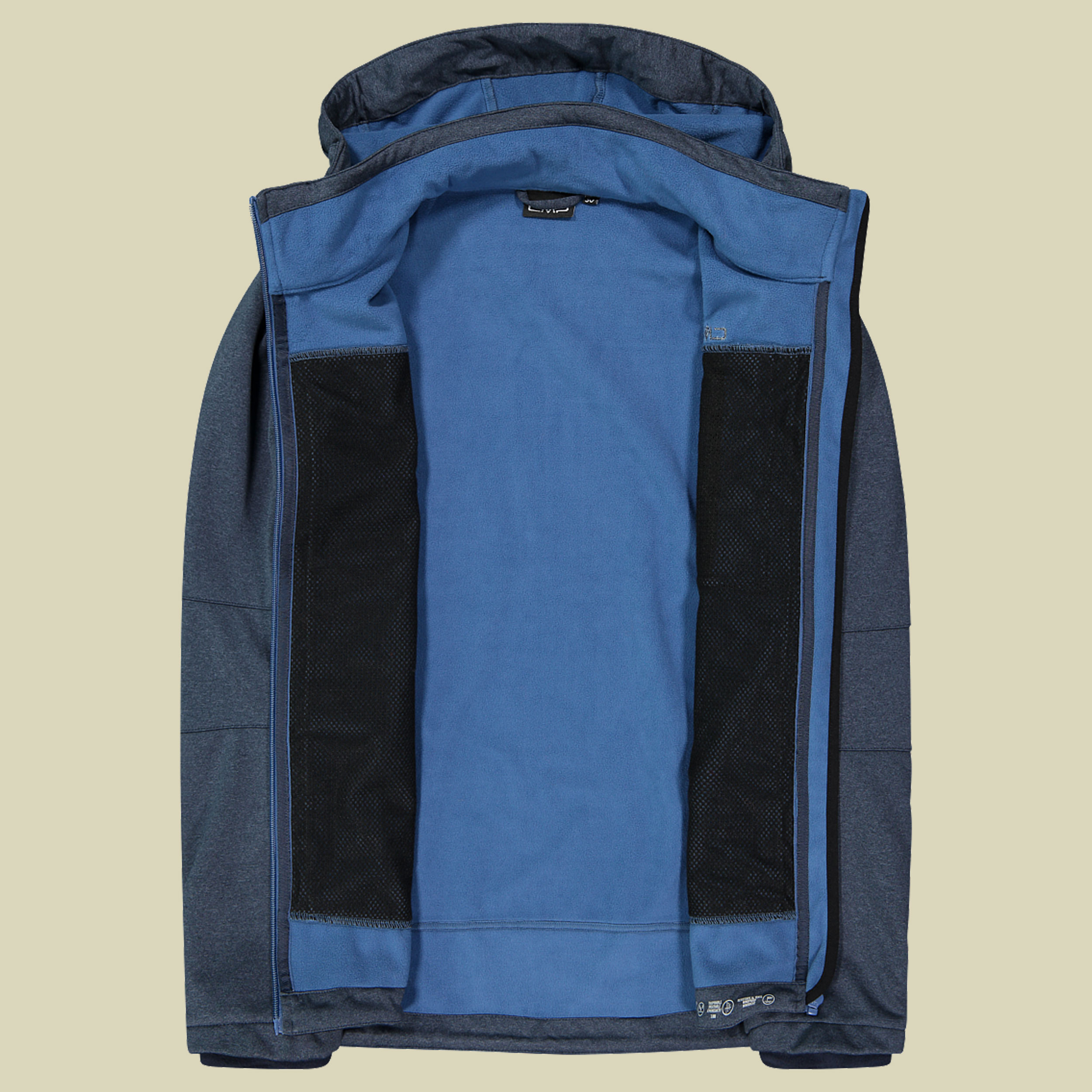 Man Softshell Jacket Zip Hood CMP 3A01787N-M blau 54 - Farbe b.blue melange bluestone