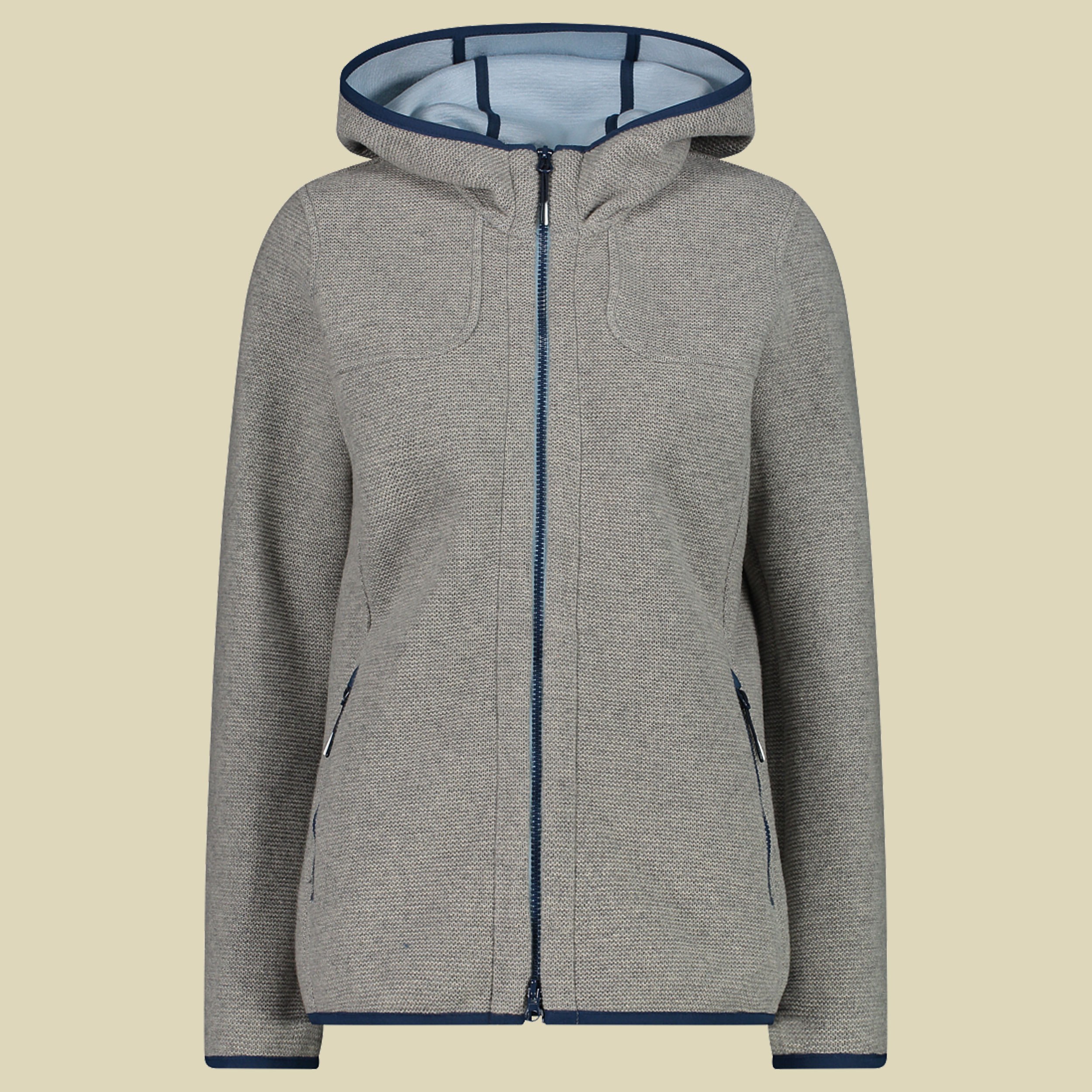 Woman Jacket Fix Hood Bonded Wooltech 32M1606 Größe 34 Farbe 40UM grigio melange-cristall blue