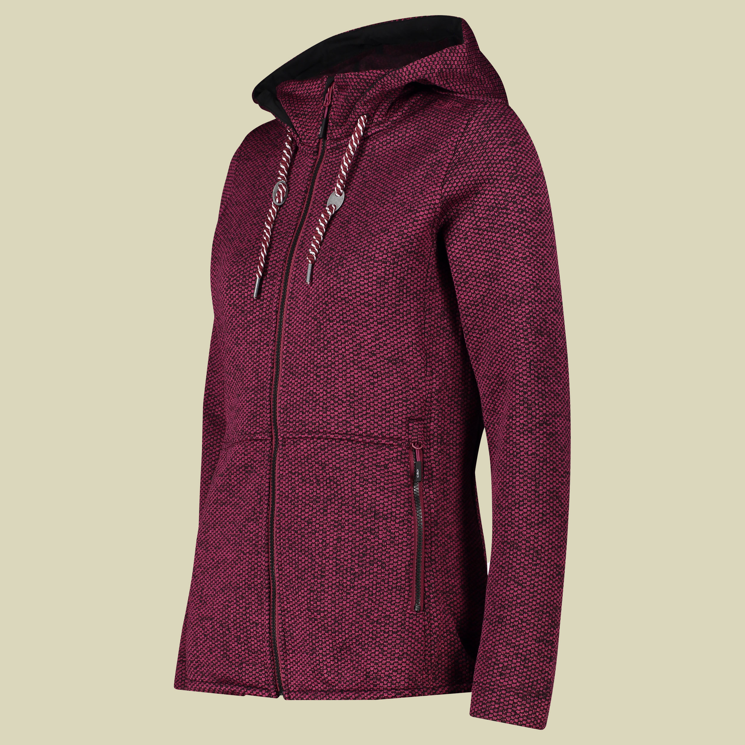Woman Jacket Fix Hood Knitted Jacquard 32H2066 Größe 42 Farbe 17CM amaranto-nero