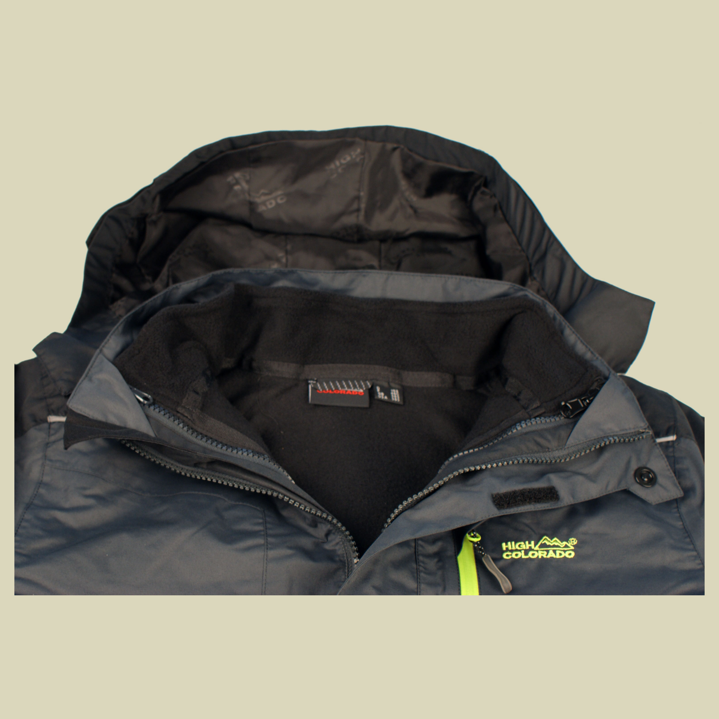 Pfronten 5-B Kinder Doppeljacke 2 in 1 Größe 128 Farbe anthrazit-schwarz-lime