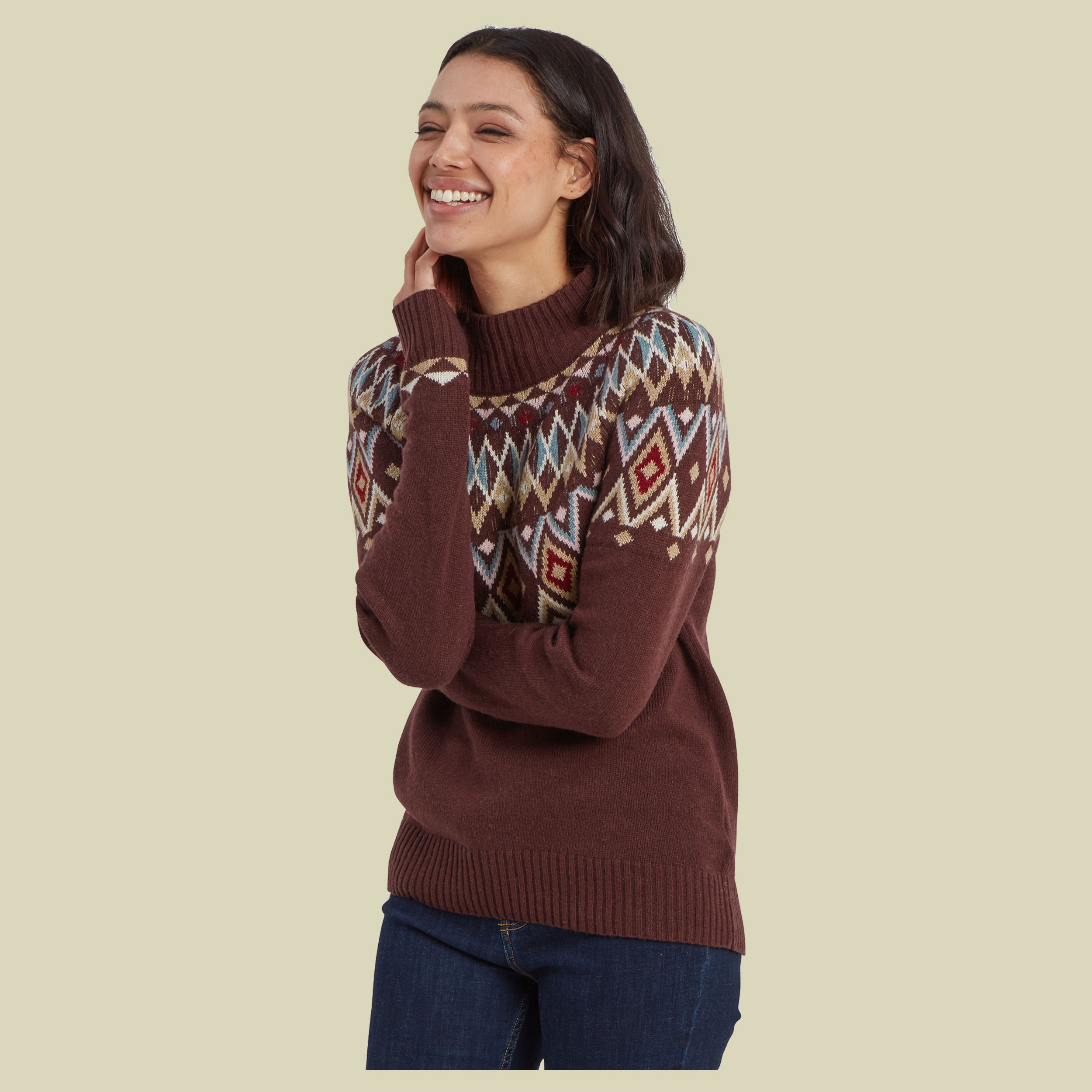 Indu Eco Mock Neck Women rot M - merlot