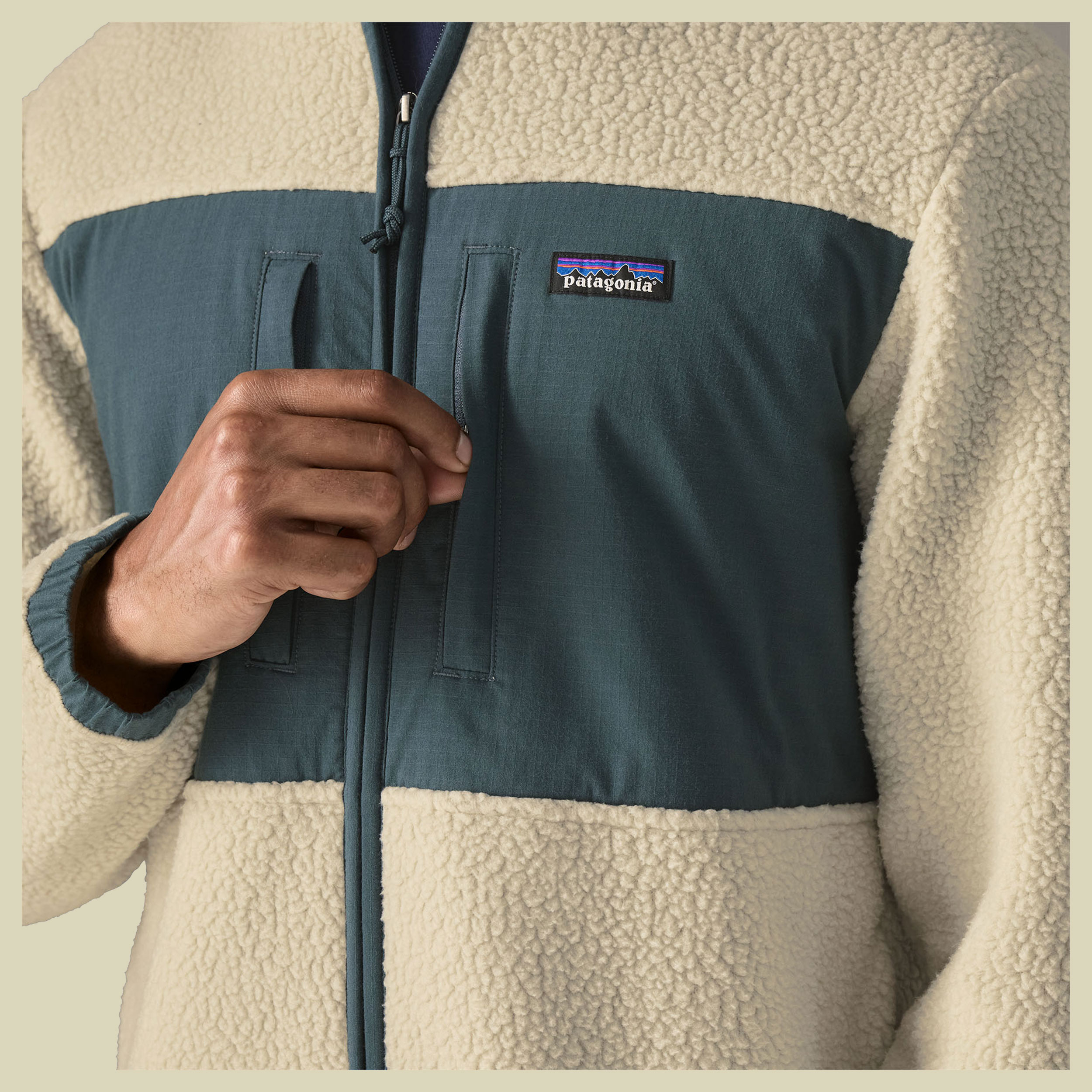 Retro Pile Patch Jacket Men XL mehrfarbig - pelican
