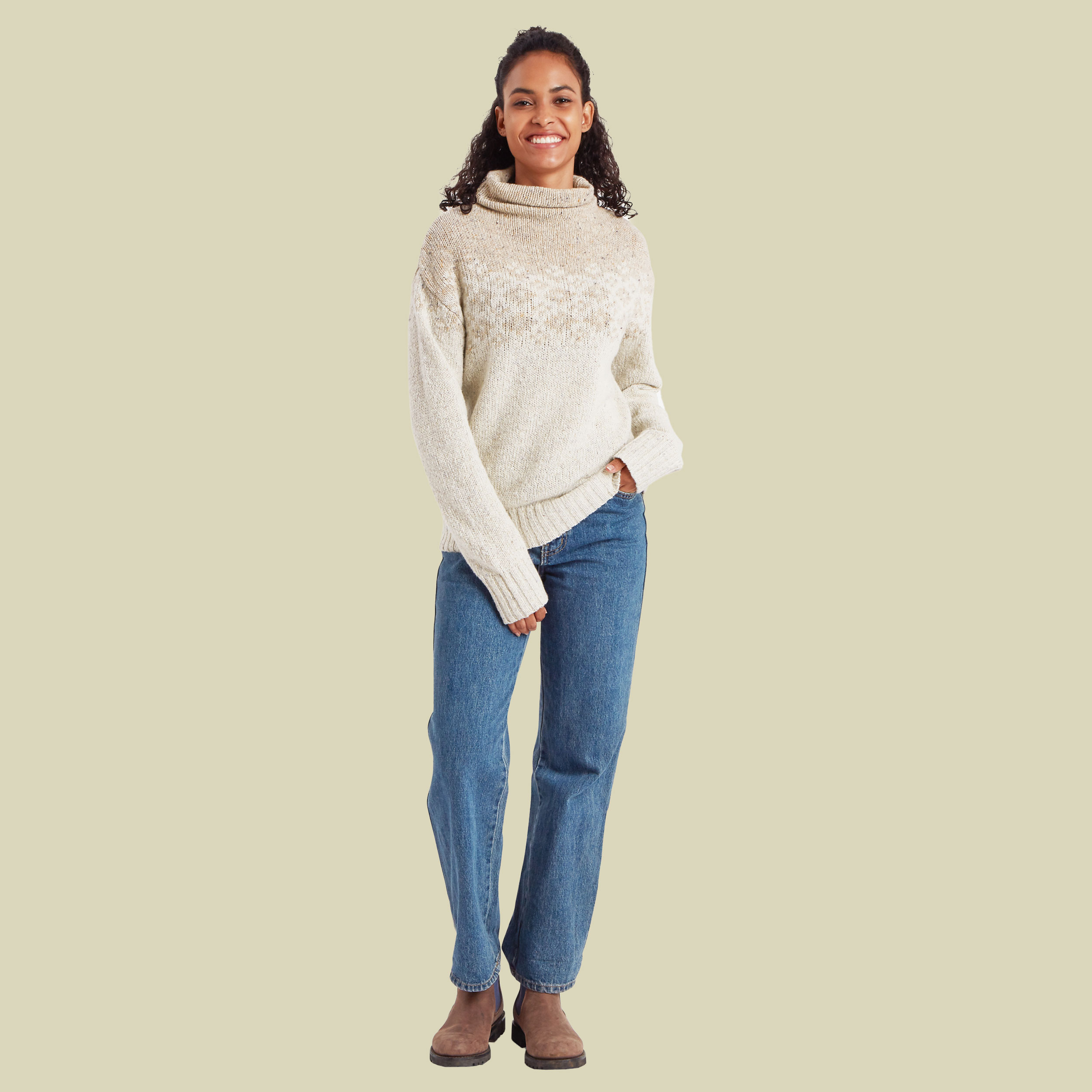 Mandari Mock Neck Sweater Women S beige - Farbe peetho
