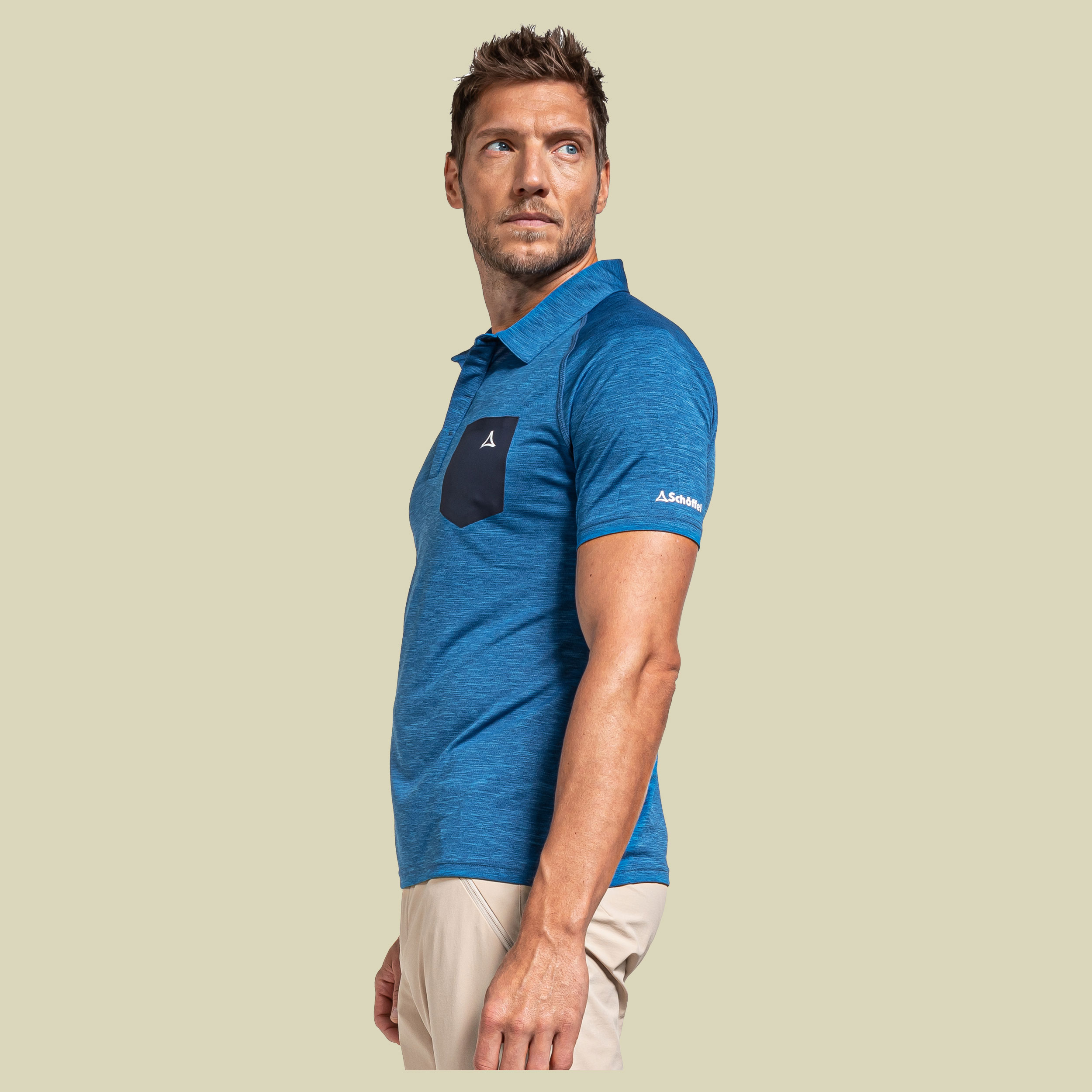 Polo Shirt Hocheck Men Größe 50 Farbe schöffel blau