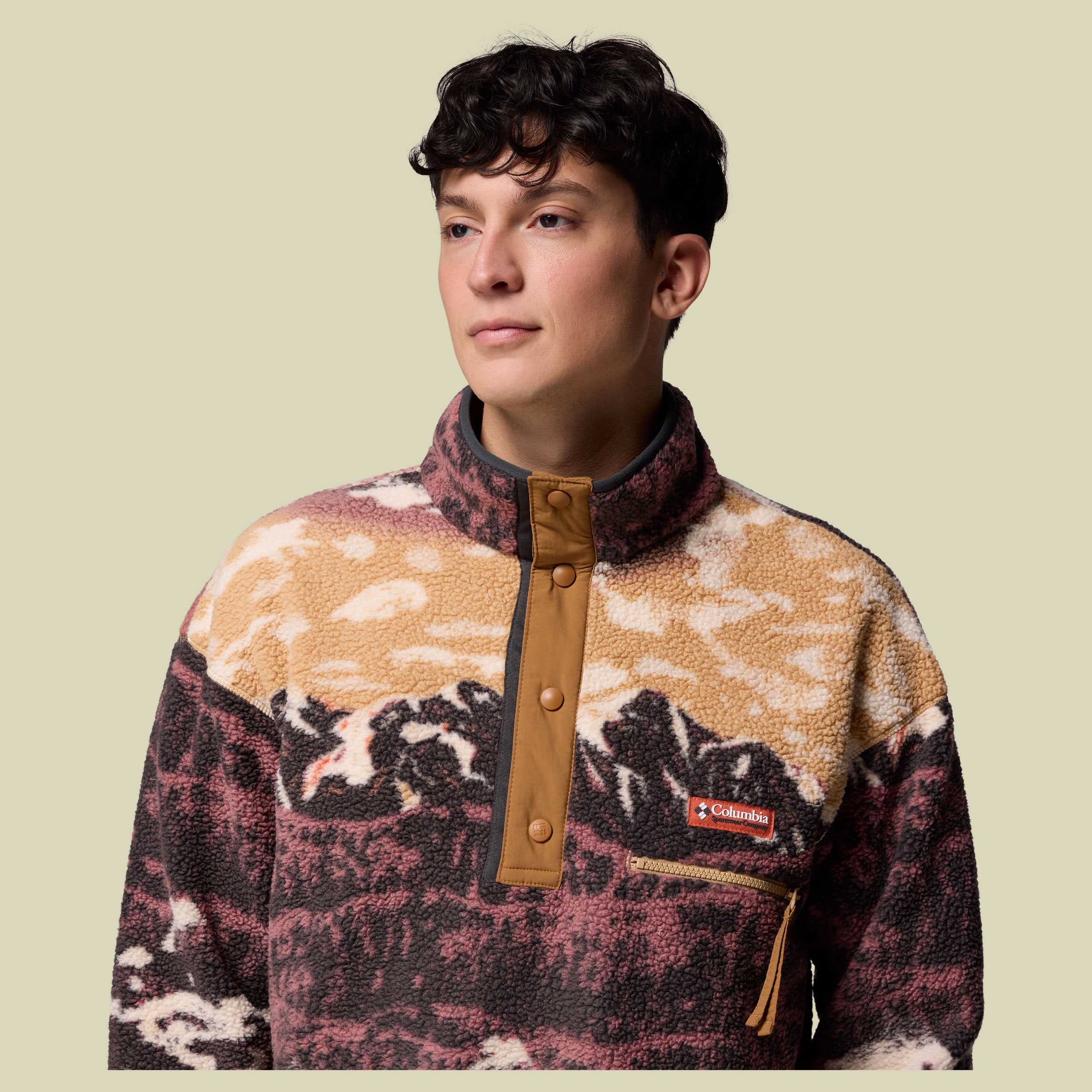 Helvetia II Printed Half Snap Fleece Men XL mehrfarbig hellbraun - Farbe camel brown sisters