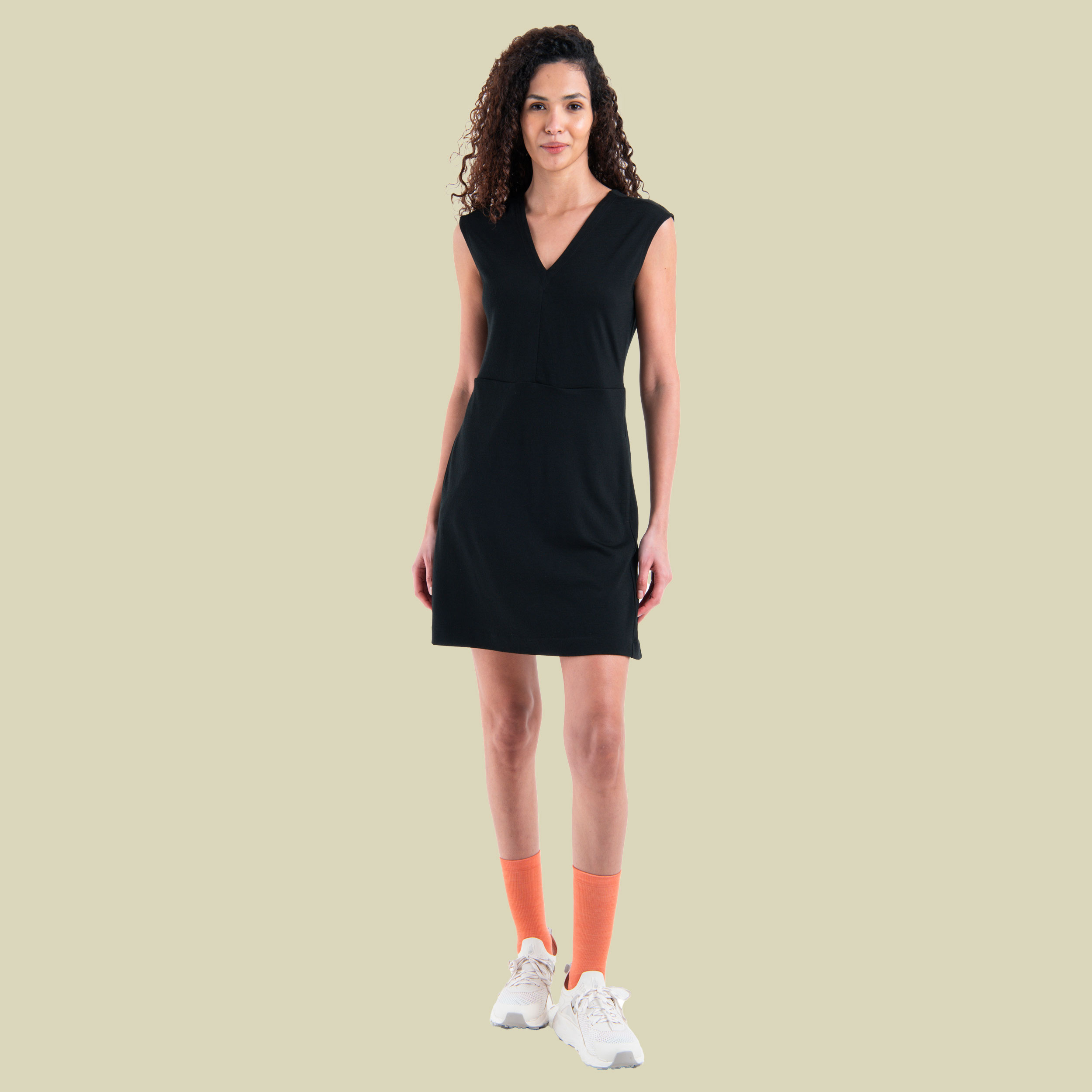 Merino 200 Granary Sleeveless V Neck Dress Women L schwarz - black