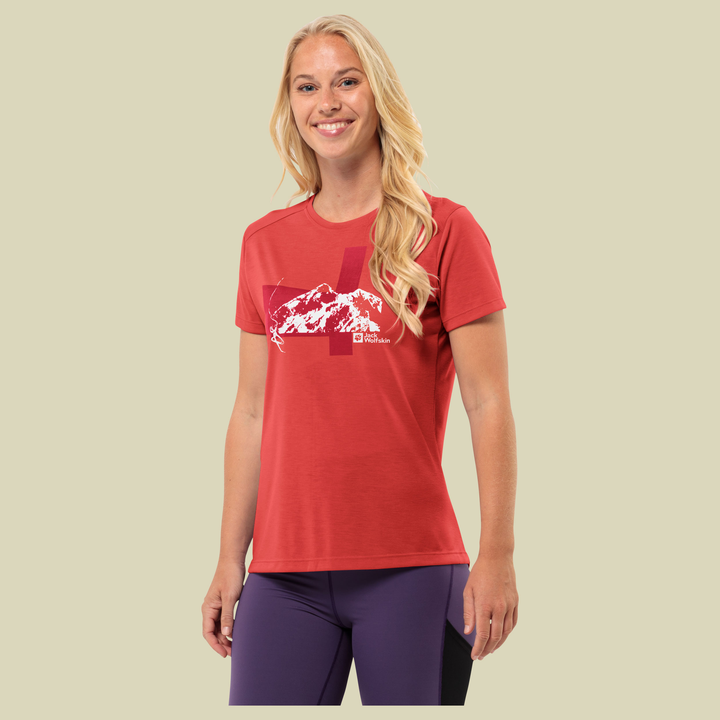 Vonnan S/S Graphic T Women S rot - vibrant red