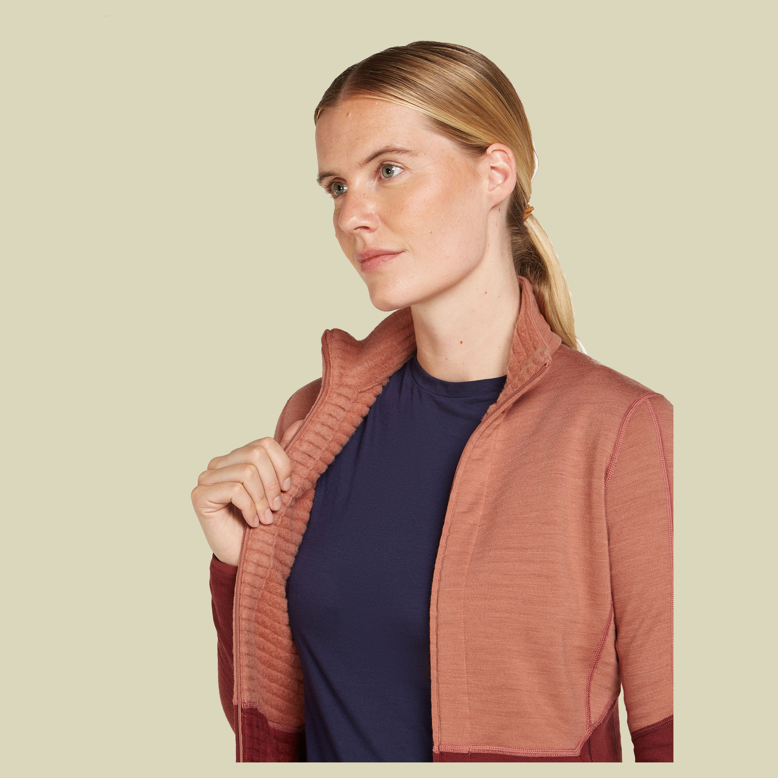 Merino 400 RealFleece Descender LS Zip Women M braun - cedar wood/port/cb
