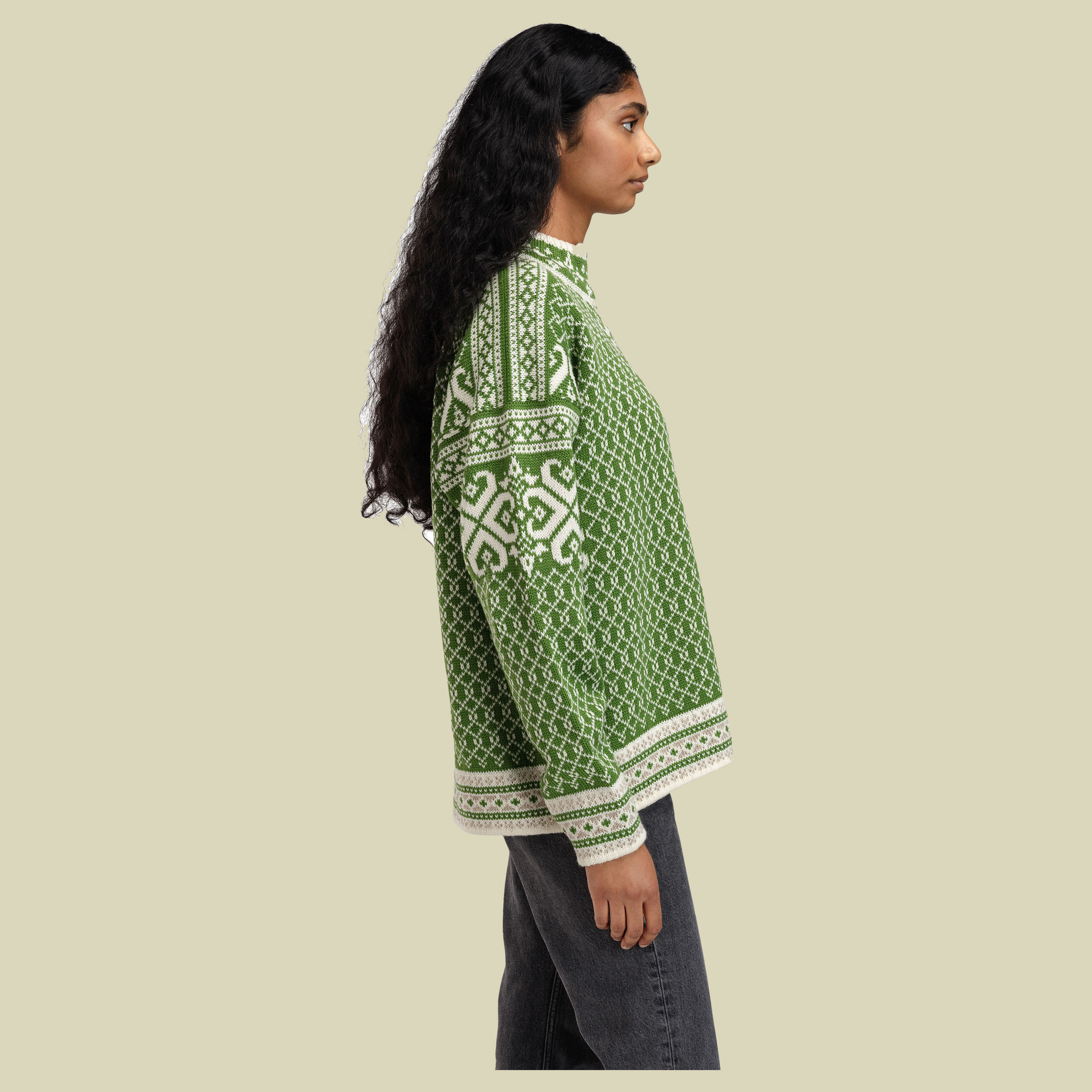 Leknes Sweater Women XL grün - spring green/off white/sand mel