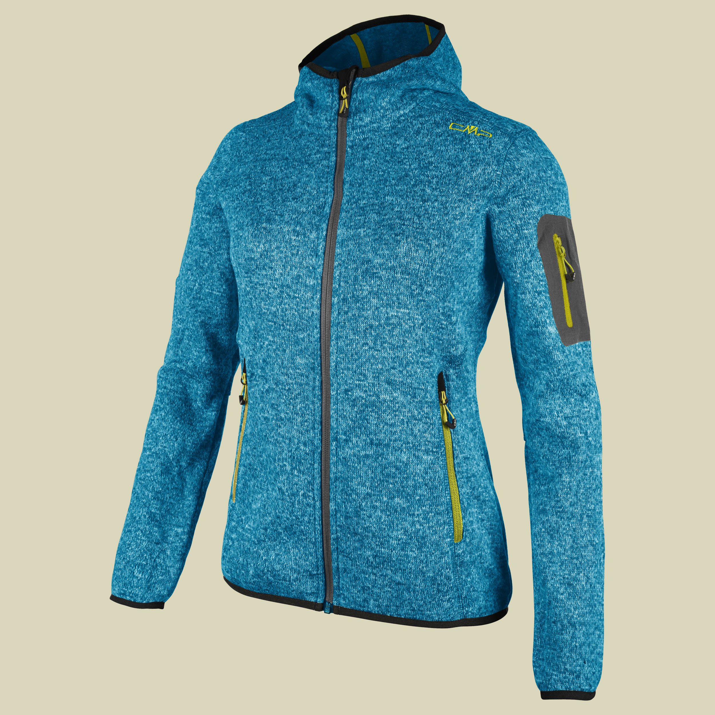 Woman Knitted Melange Fix Hood Jacket 3H19826 Größe 34 Farbe 369Q sea blue-asphalt