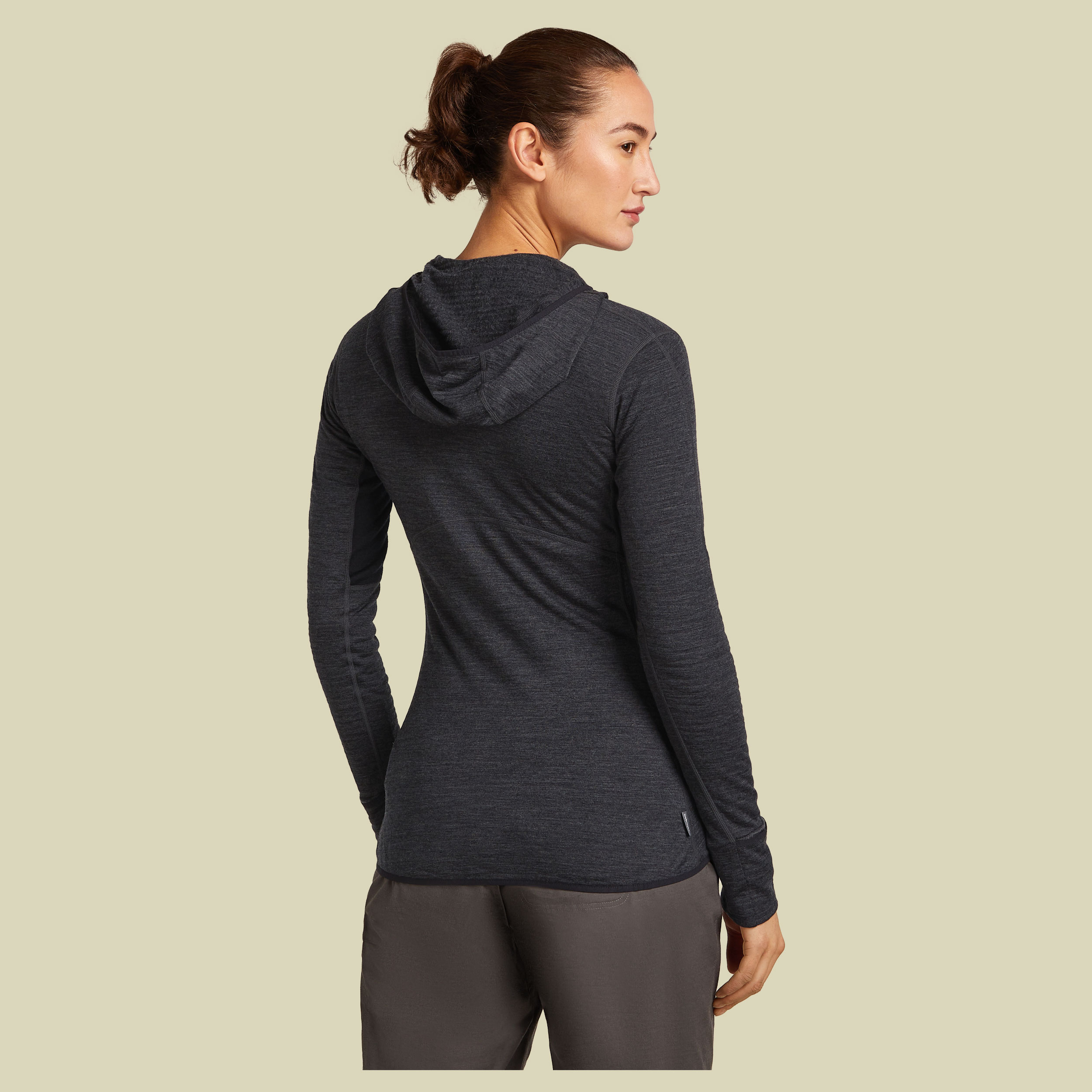 Merino 200 Realfleece Descender LS Zip Hoodie Women XL grau - jet heather/black/cb