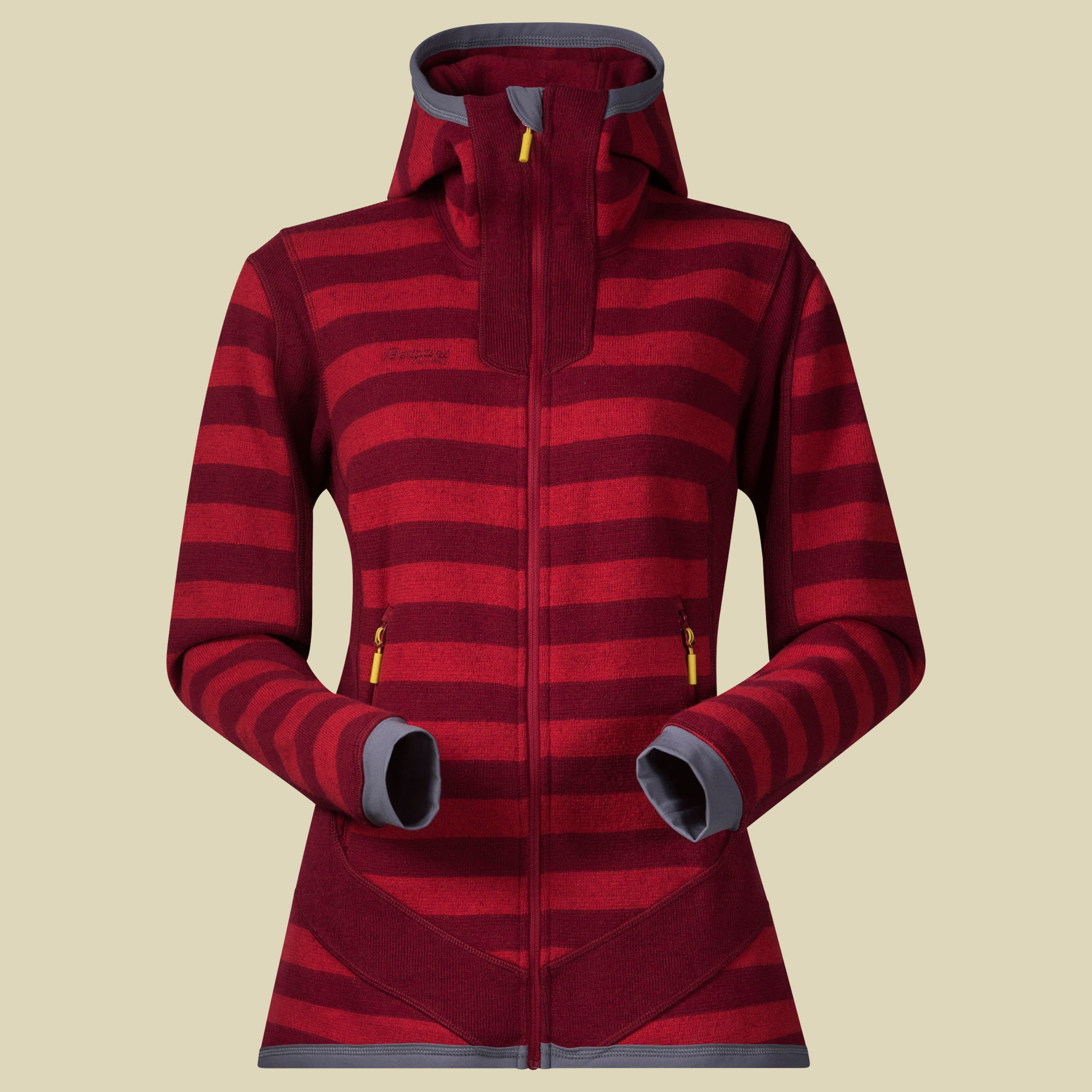 Hollvin Wool Lady Jacket Größe M Farbe burgundy/red stripes