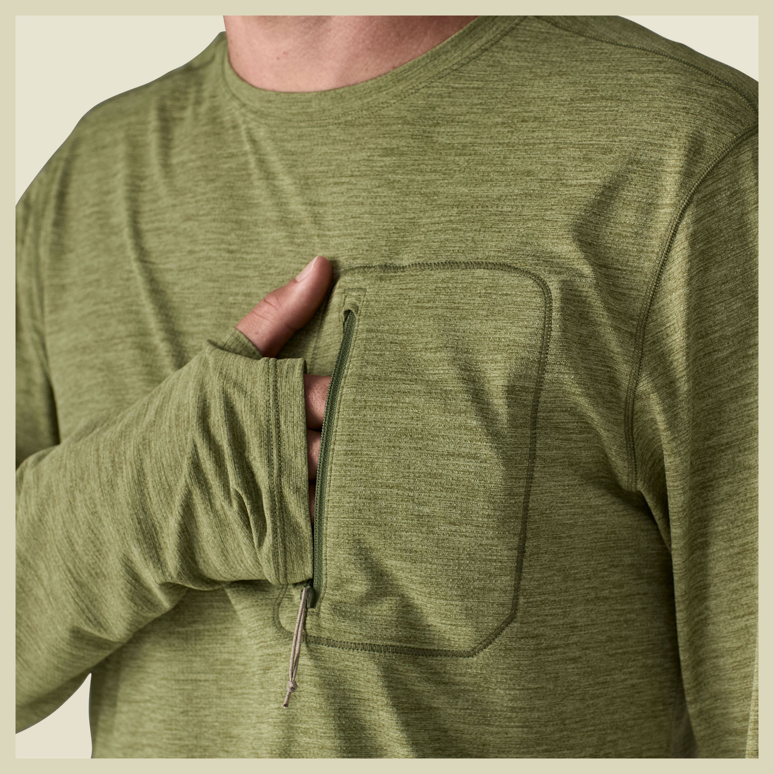 L/S Cap Cool Sun Shirt Men M grün - caper green - buckhorn green x-dye