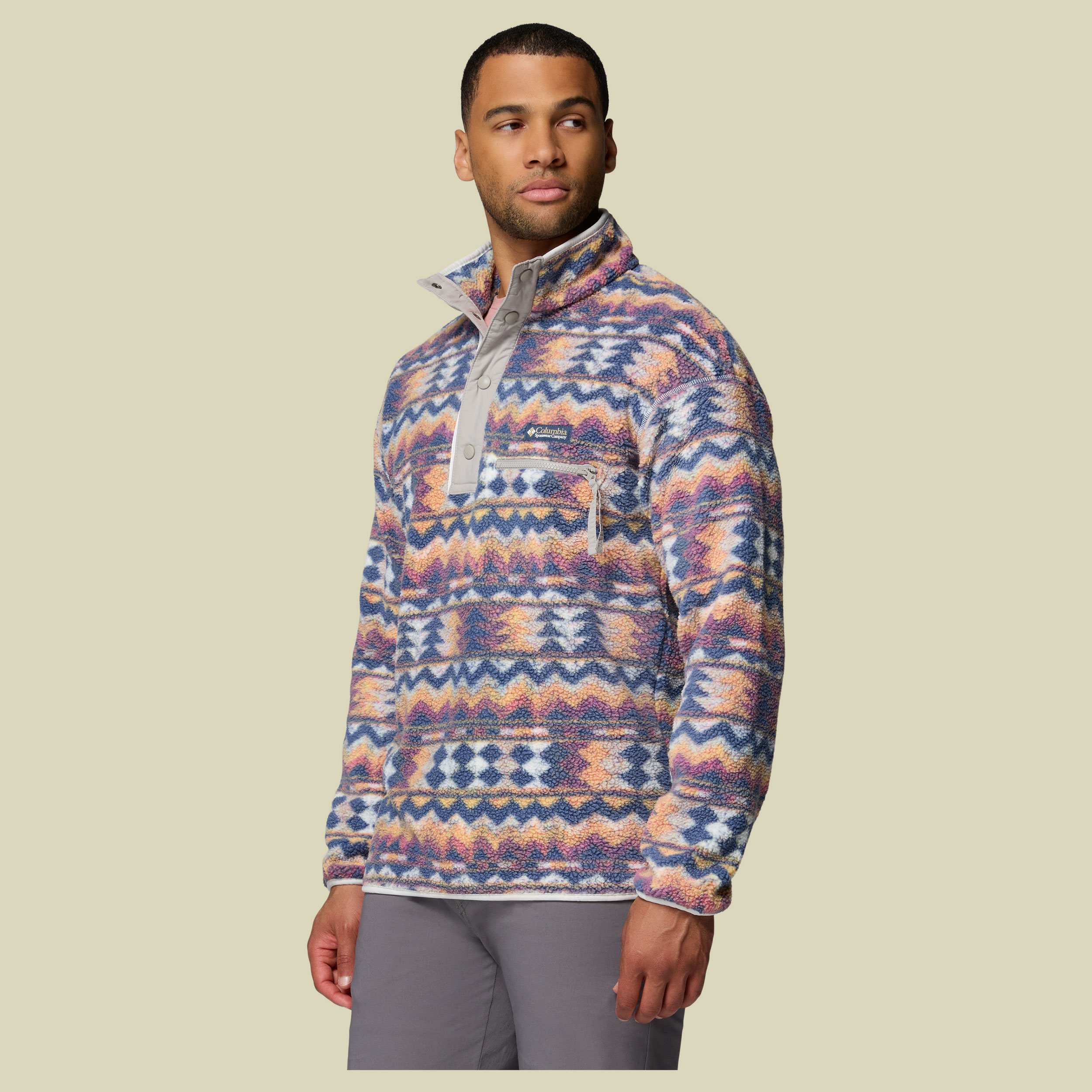 Helvetia II Printed Half Snap Fleece Men S mehrfarbig weiß - sea salt,retrotree
